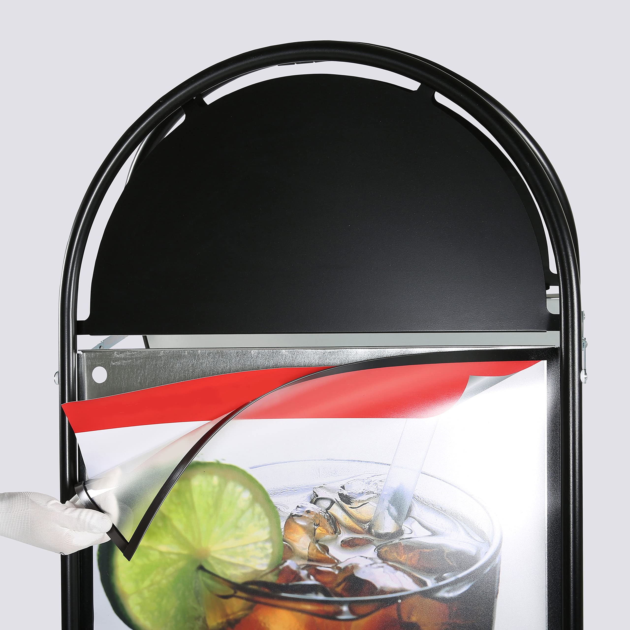 Double-Sided 20x30 Inch Sandwich Board Sign - Black A-Frame Sidewalk Menu Display with Magnetic Cover & Header | Perfect for Restaurants, Cafes, and Retail Stores Outdoor Advertising