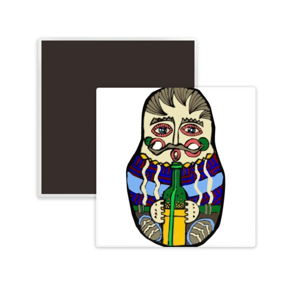 Russian Matryoshka Nesting Doll Square Ceramic Fridge Magnet - Handmade Keepsake Souvenir Gift for Home, Office & Travel Decor