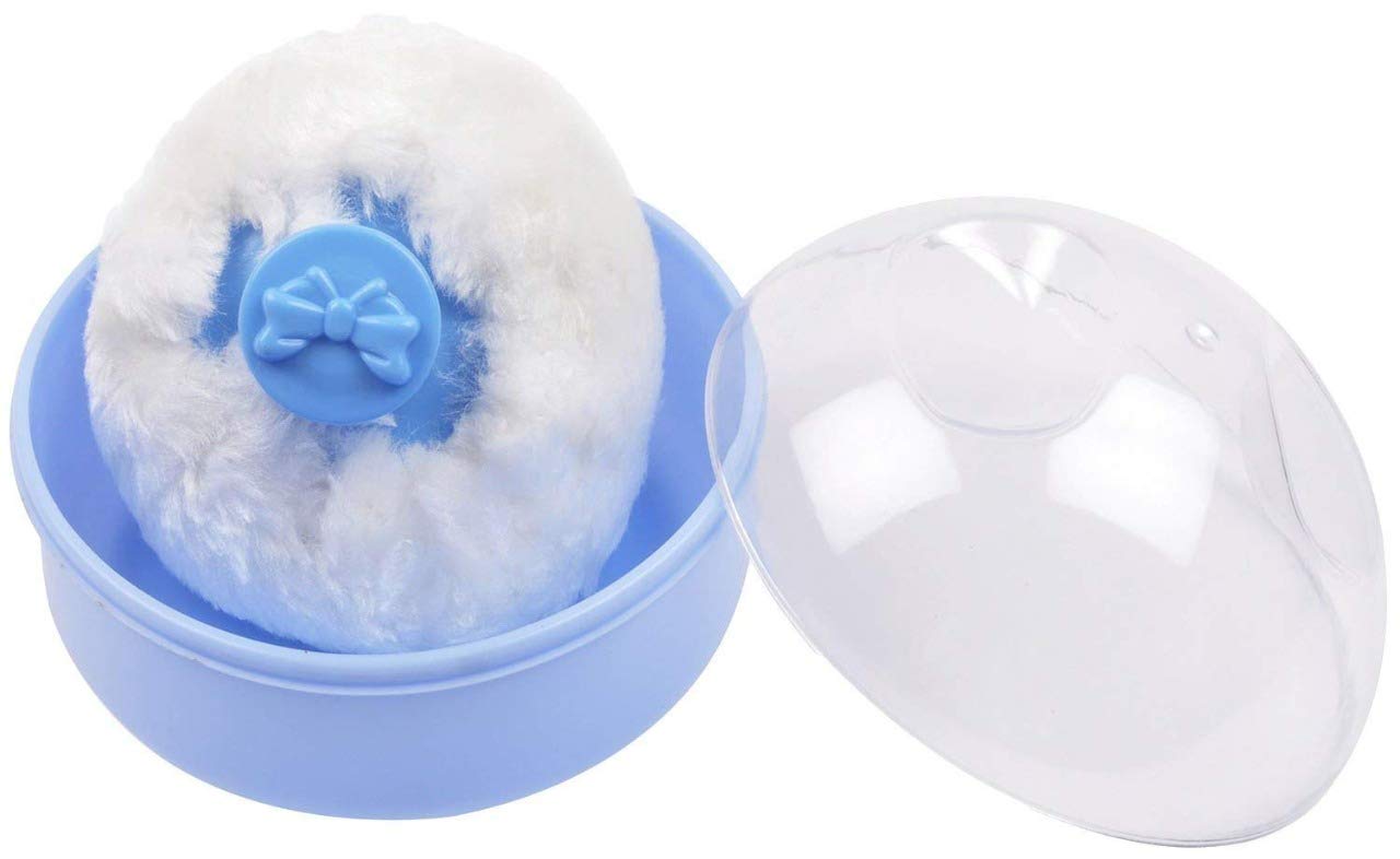 SIYAA Soft Powder Puff with Travel Case for Kids & Babies - Multicolor Pack of 1 (M-15) - Perfect for Makeup Application & On-the-Go Touch Ups