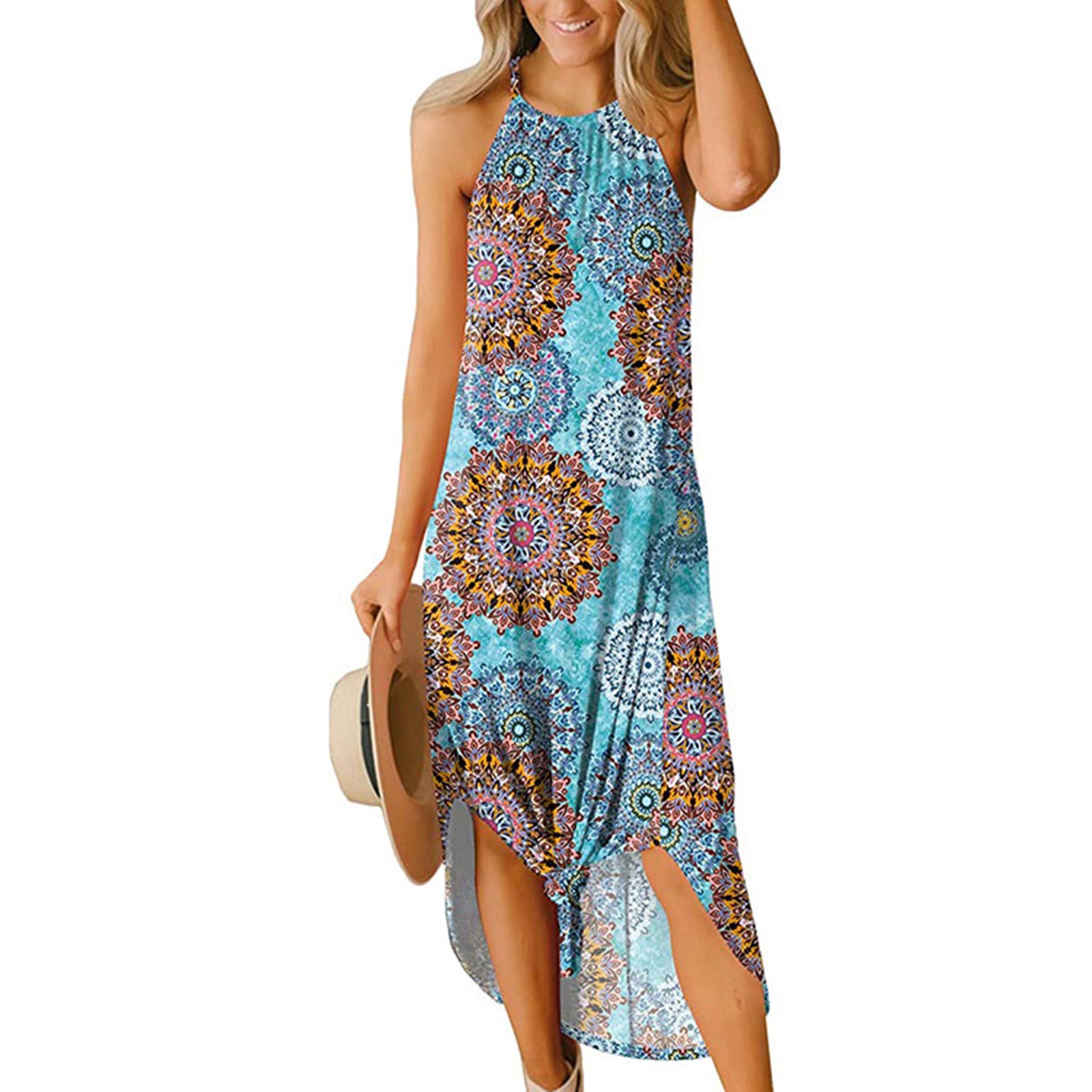 Beyond Women's Summer Sleeveless Tank Dress - Casual Long Sundress for Beach, Party & Vacation | Flowy Maxi Dress for Outdoor Activities, Travel & Date Night