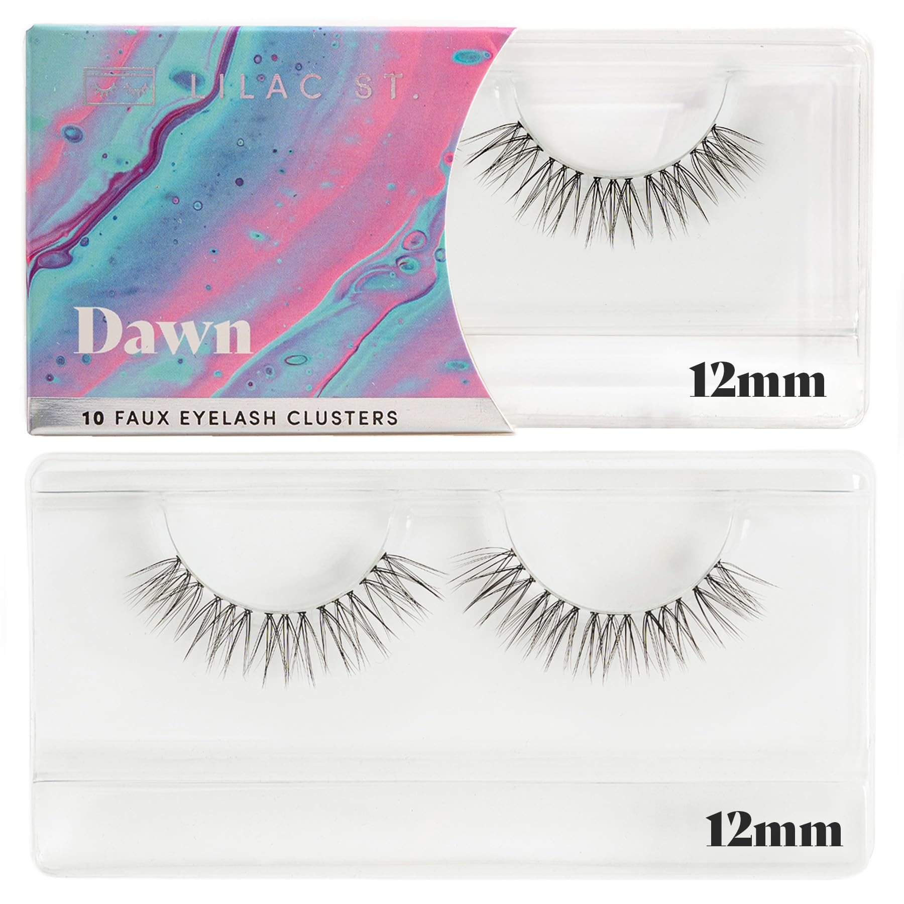 Natural Faux Eyelash Clusters 12mm - Lightweight DIY Lash Extensions for No Makeup Look - Vegan & Cruelty Free Lashes Lasting 10 Days - Perfect for Daily Wear, Weddings & Special Occasions