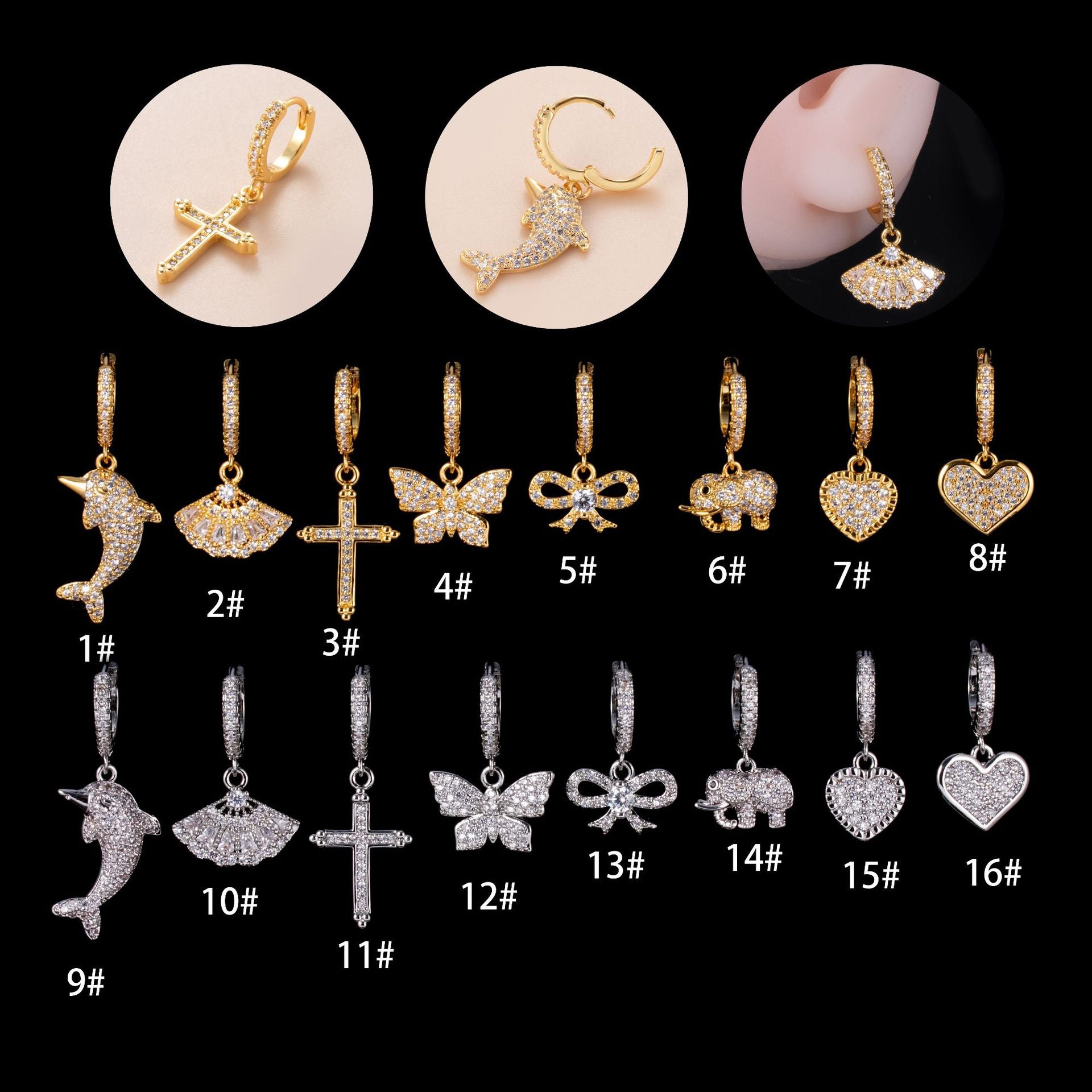 18K Gold Cartilage Huggie Earrings | Sparkly Ribbon Hoop Earrings for Women | HSPJ876 | Perfect for Parties, Weddings & Everyday Wear