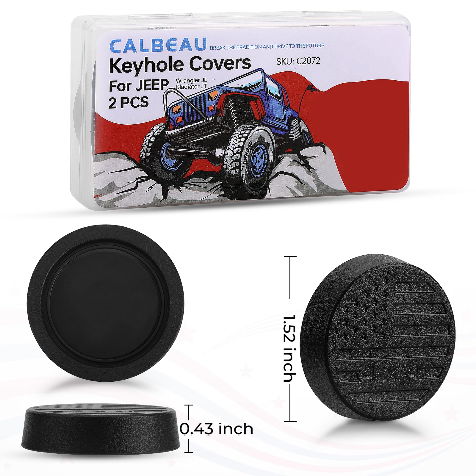2018-2025 Jeep Wrangler JL & Gladiator JT Front Door Keyhole Covers - Heavy Duty Magnetic Lock Protectors | Rustproof & Anti-Theft Accessories | Perfect for Off-Roading & Urban Driving