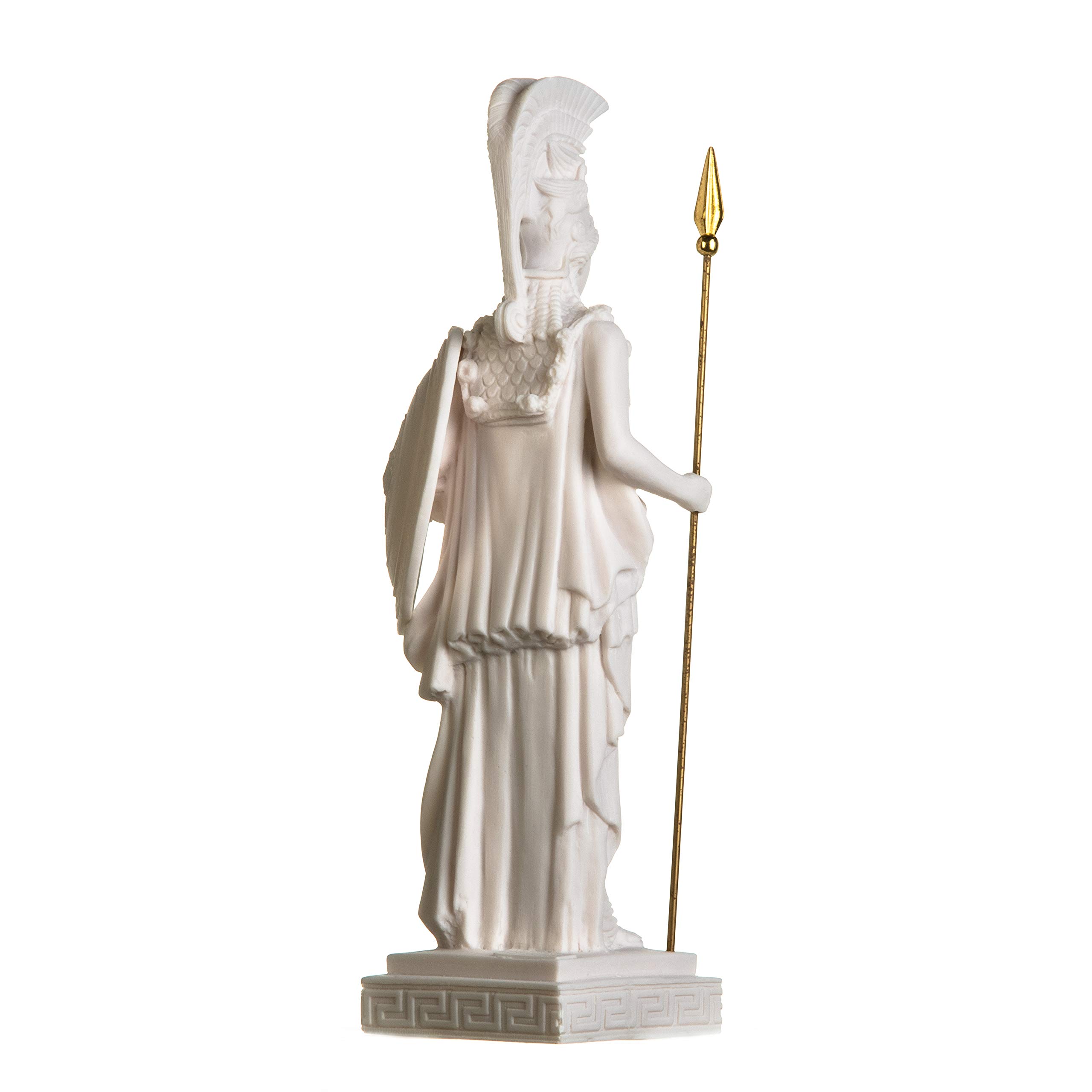 Athena Goddess of Wisdom, Handicraft & War Statue - 18.5 Inch Alabaster Sculpture with Shield | Greek Mythology Decor for Home, Office & Gift