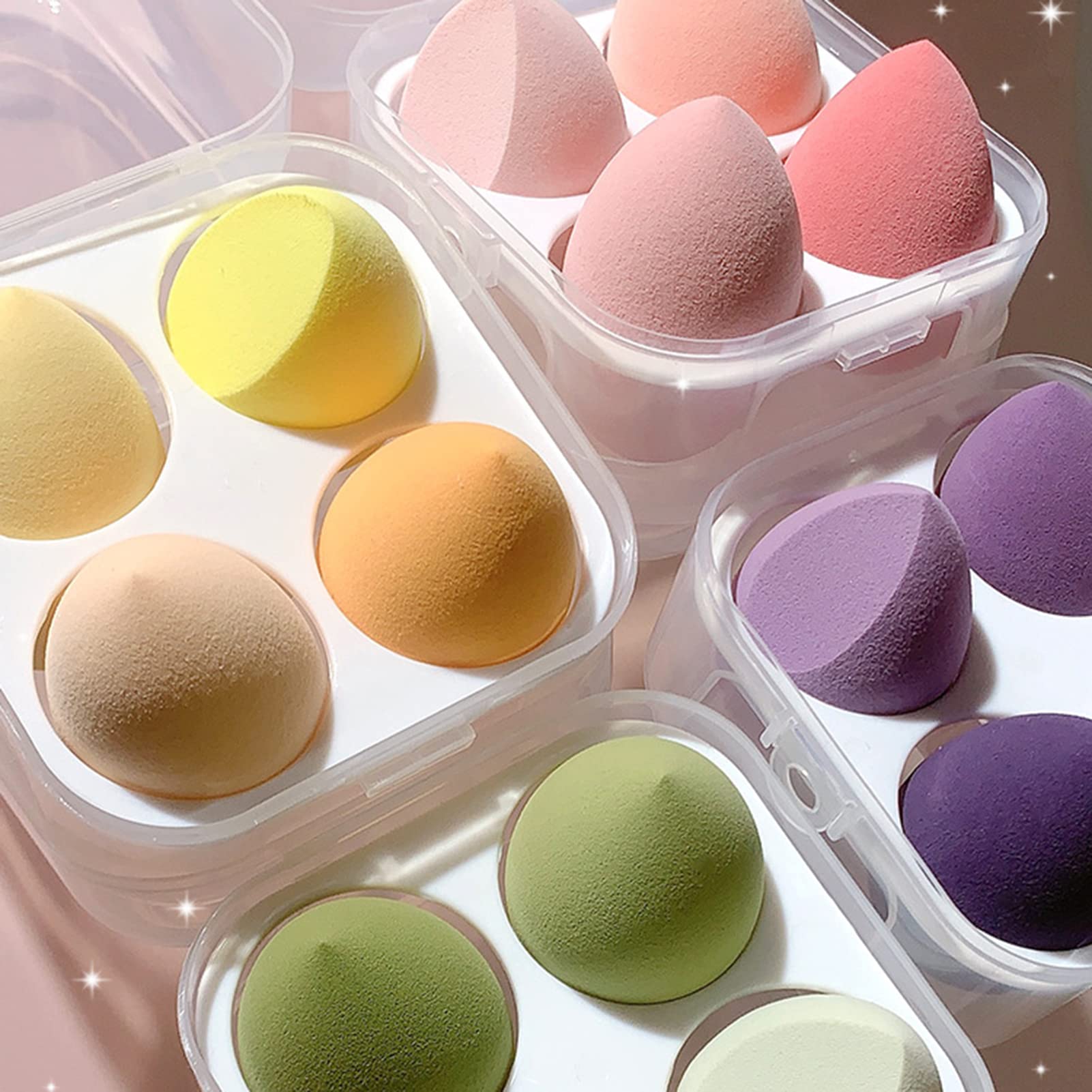 4-Piece Beauty Blender Sponge Set - Dry & Wet Makeup Sponge Puff for Flawless Foundation & Concealer Application - Perfect for Everyday Makeup, Travel & Professional Use