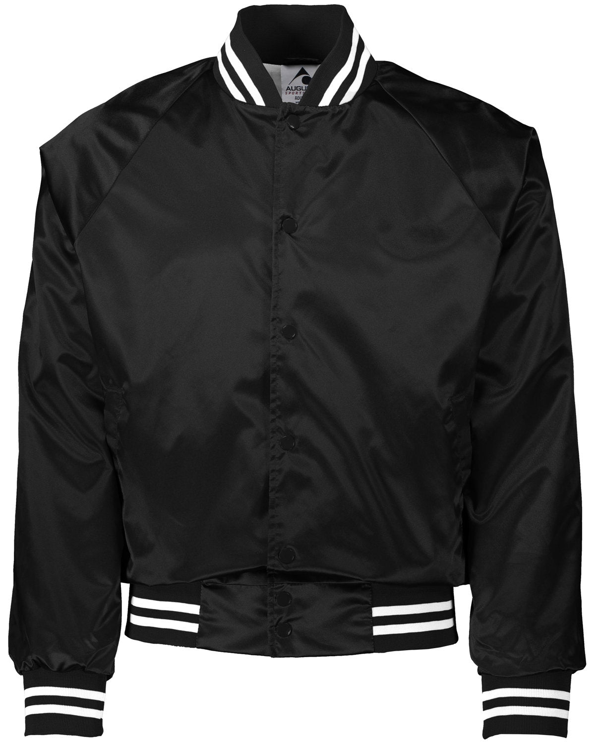 Augusta Sportswear 3610 Unisex Striped Trim Satin Baseball Jacket - Lightweight Varsity Style for Men & Women - Perfect for Baseball Games, School Sports & Casual Wear
