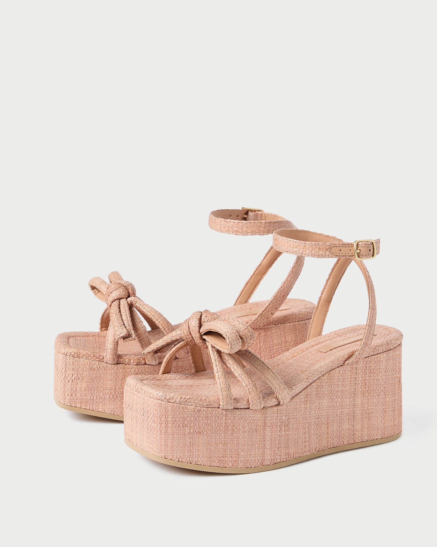 Hudson Blush Bow Platform Sandal - Women's Fashion Summer Wedge Heel Shoes for Beach, Wedding & Casual Outfits