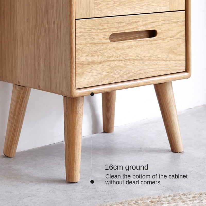 Solid Oak Wood Glass Door Display Cabinet - Stylish Storage for Living Room, Bedroom, or Office
