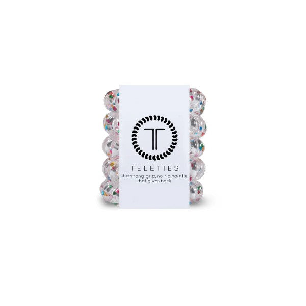 Teleties Tiny Hair Ties - 5 Pack Set for Women & Girls | Soft No-Crease Hair Elastics for Ponytails, Braids & Updos | Perfect for Daily Use, Workouts & Travel