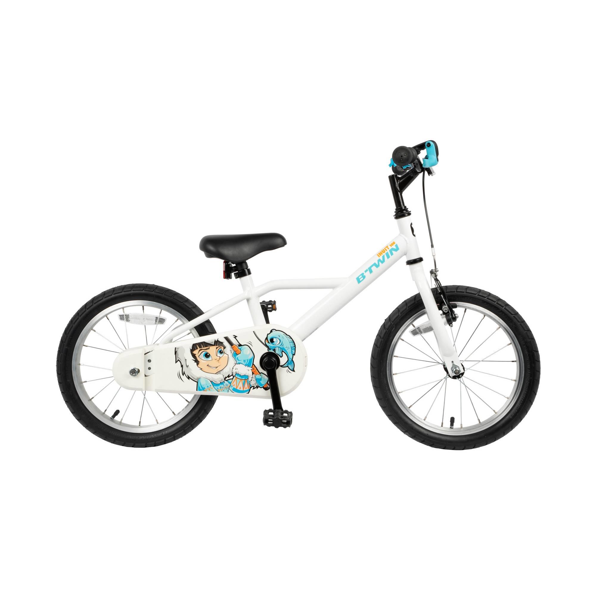 Btwin 100 Frosty Blue Hybrid Bike for Kids 16 Inch - Perfect for Ages 3'7