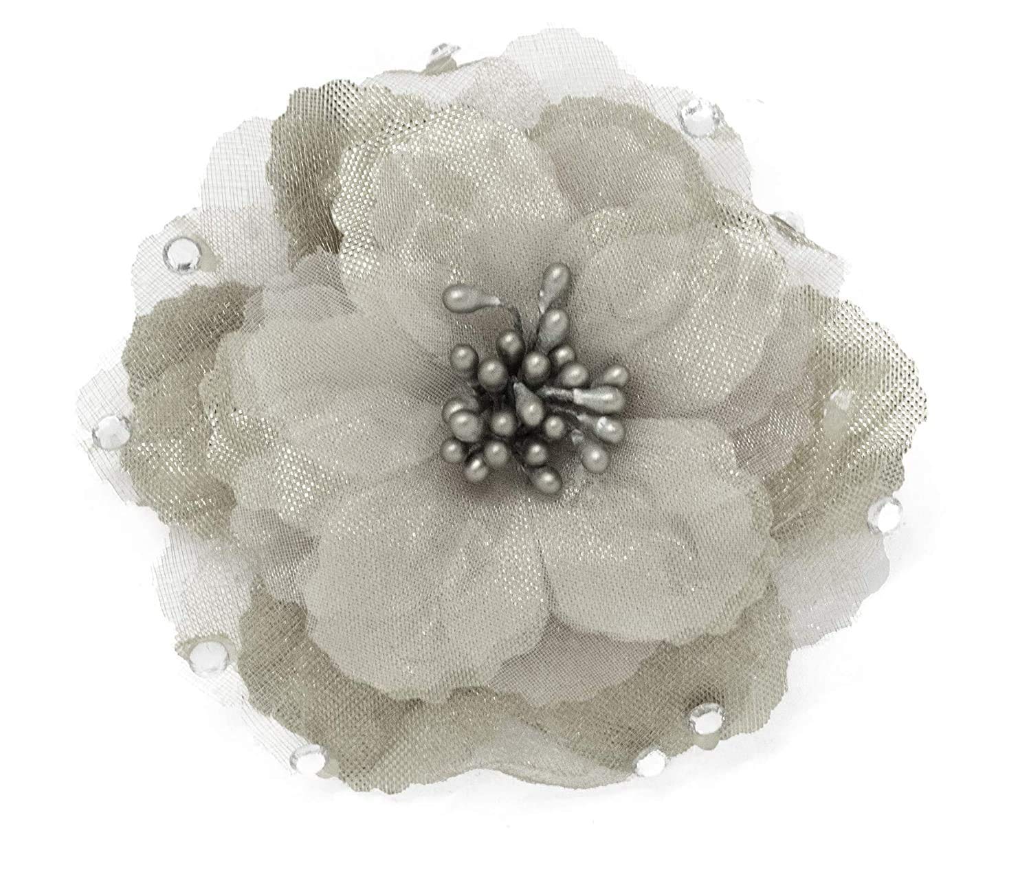 SIYAA Rose Flower Beads Hair Clips for Women & Girls - 2 Pack Cream Color Hair Accessories for Wedding, Party, and Everyday Wear