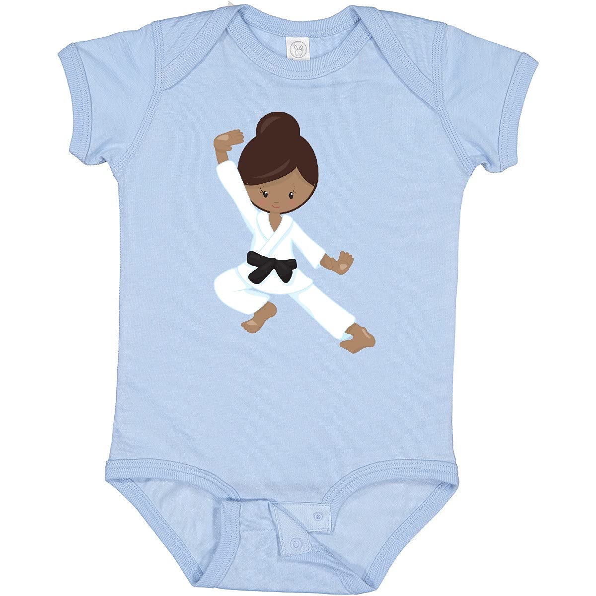 Inktastic African American Girl Black Belt Karate Girl Baby Bodysuit - Cute Martial Arts Outfit for Infants & Toddlers - Perfect for Karate Classes, Playdates & Black History Month Celebrations
