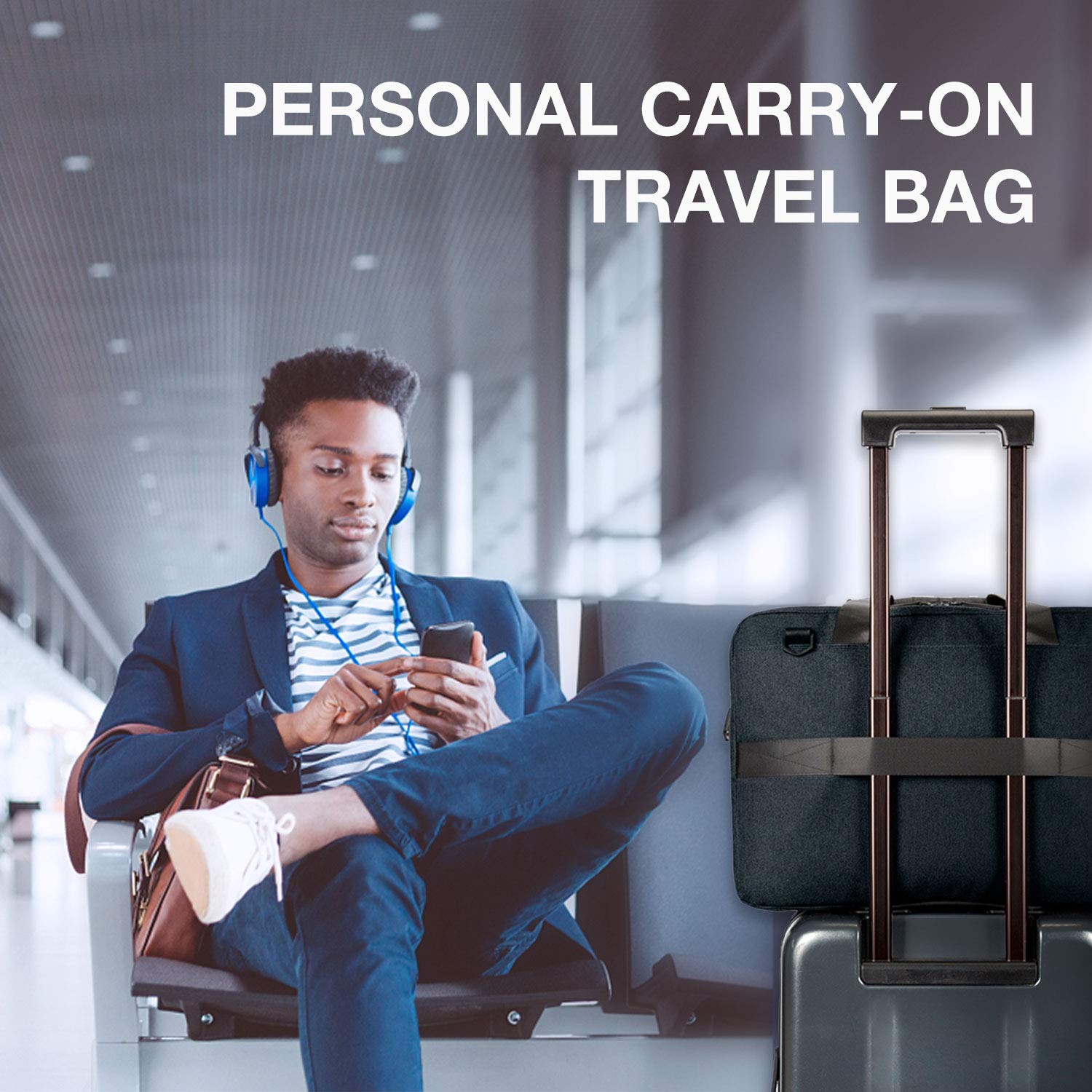 BAGSMART Expandable Travel Duffle Bag - Waterproof Anti-Theft Weekender Overnight Bag with Shoe Compartment & USB Port (Grey) - Perfect for Gym, Business Trips & Weekend Getaways