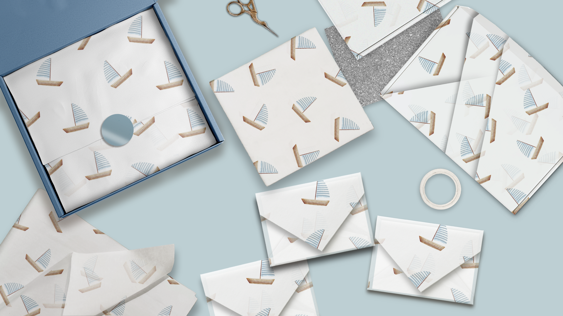 Premium Sailboats Designer Tissue Paper for Gift Bags & Wrapping - Perfect for Birthday, Wedding, and Party Favors