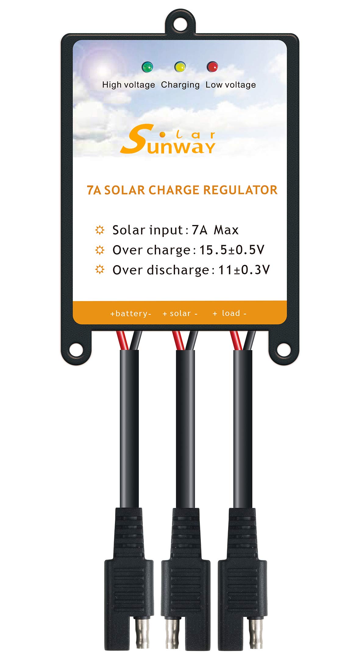 Sunway 12V 7A Solar Charge Controller - Battery Regulator for 12 Volt Solar Power Systems, Trickle Charger & Maintainer | Perfect for RV, Boat, Off-Grid & Home Solar Panel Kits