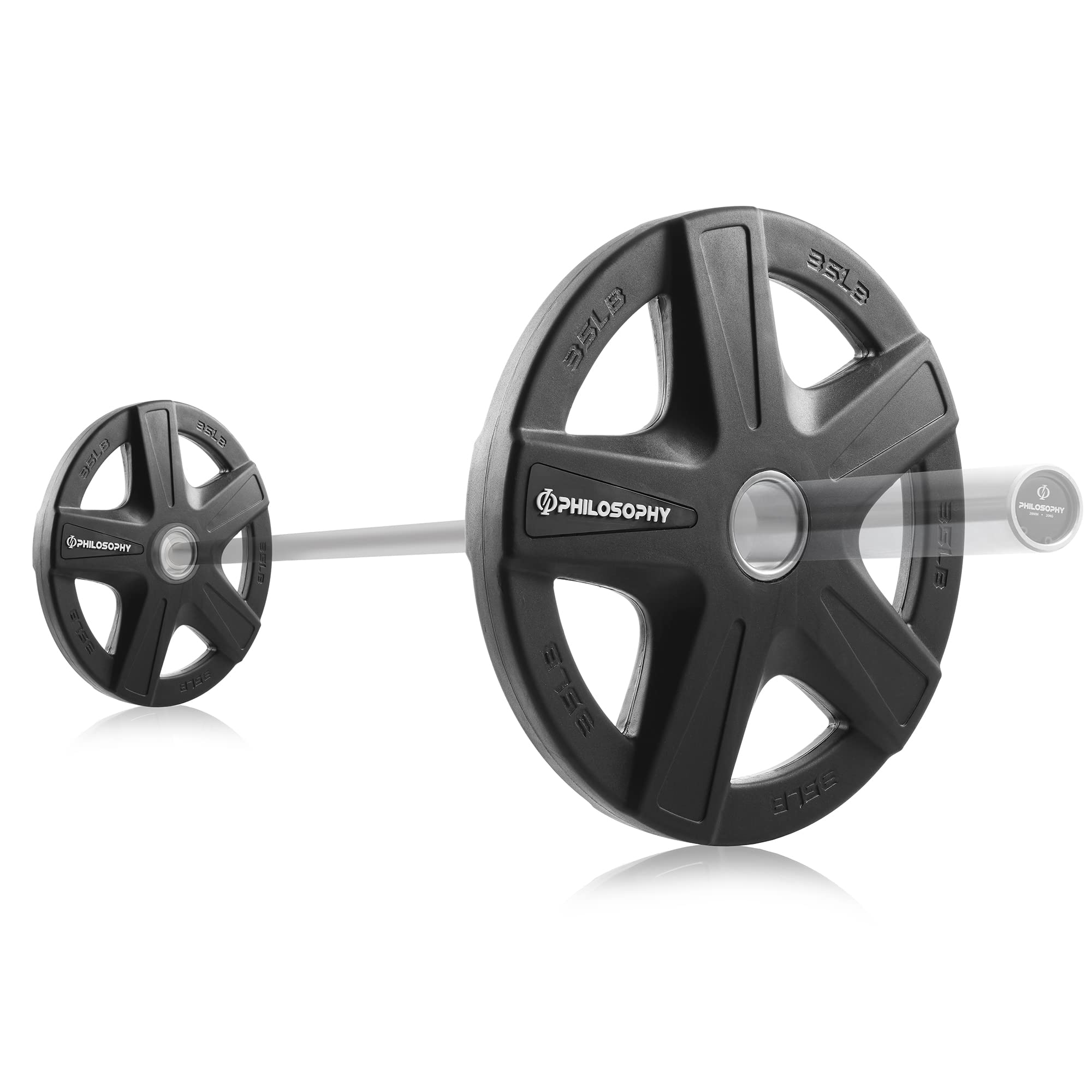 2-Pack Rubber Coated 2-inch Olympic Grip Weight Plates for Weightlifting & Strength Training - Perfect for Home Gym, CrossFit, and Powerlifting Workouts