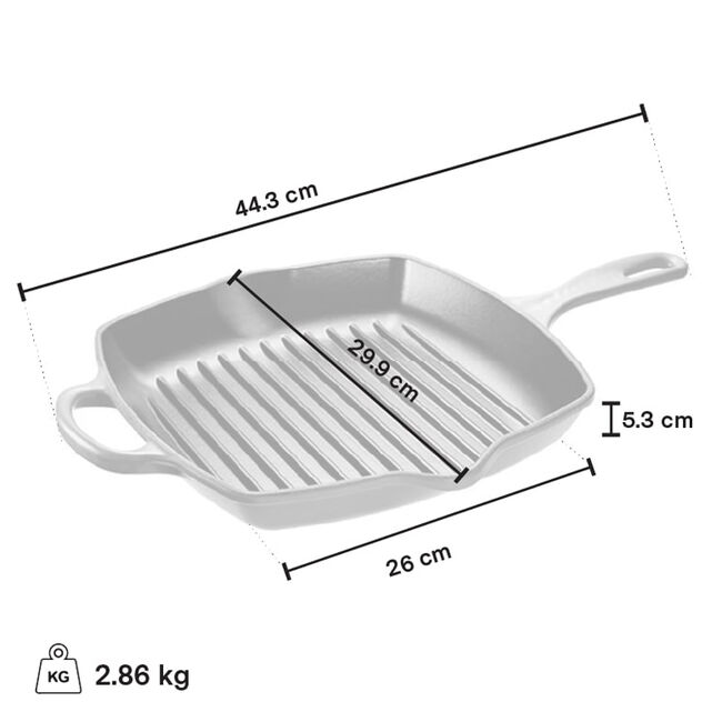 Le Creuset 10.25 Inch Square Grill Pan - Blueberry Enameled Cast Iron Skillet for Stovetop, Oven & Outdoor Cooking | Perfect for Grilling Steaks, Burgers & Vegetables