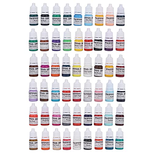 Professional 54-Color Tattoo Ink Set - High Pigment Body Art Kit for Permanent & Temporary Tattoos | Safe for Skin, Makeup & Beauty | Ideal for Tattoo Artists, Beginners & Practice on Synthetic Skin