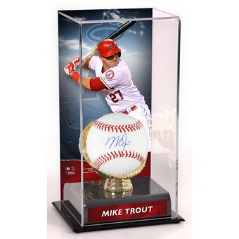Mike Trout Autographed Baseball - Los Angeles Angels Fanatics Authentic Signed MLB Ball with Gold Glove Display Case - Perfect for Collectors, Sports Memorabilia, and Home Decor