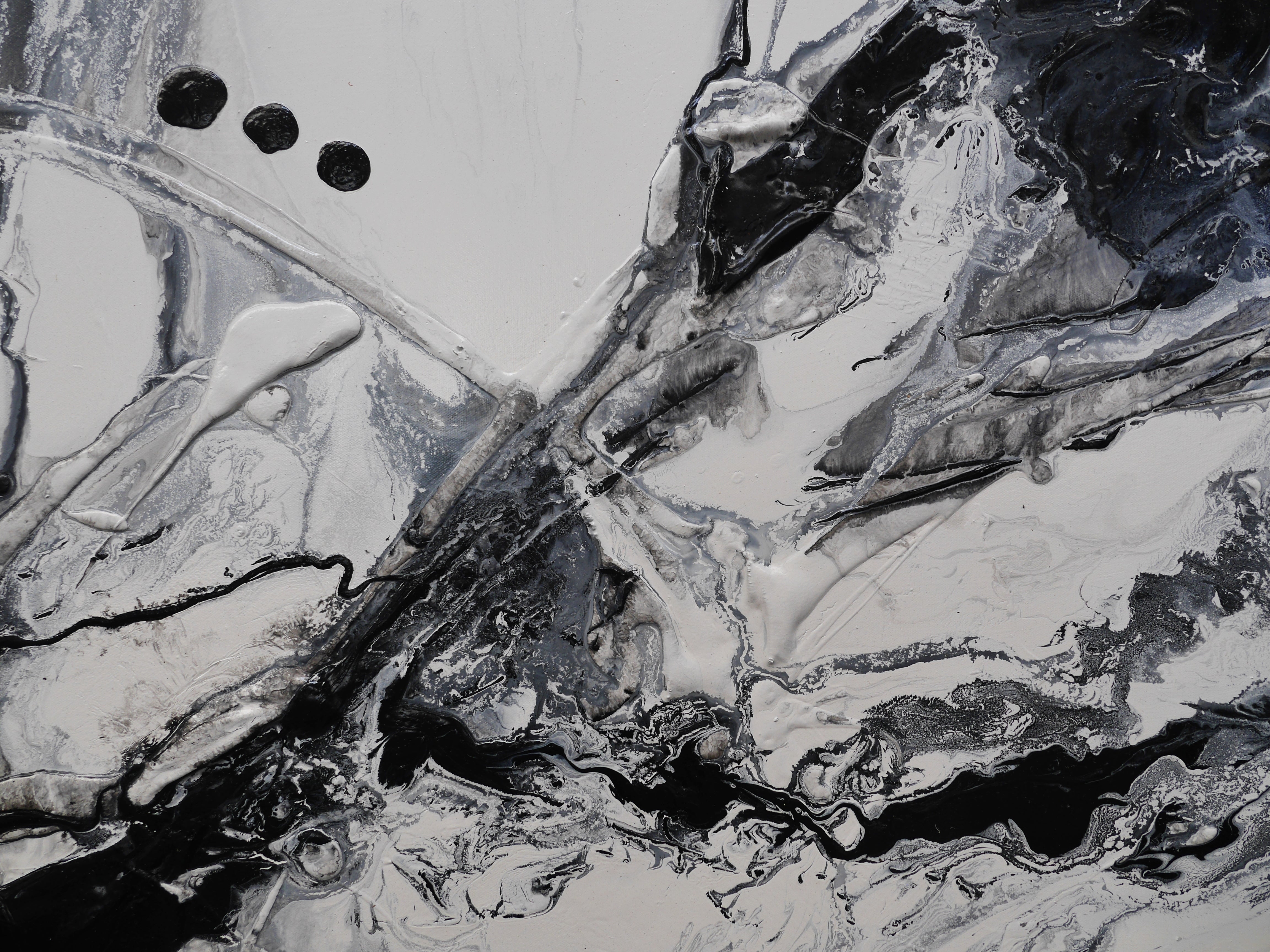Black Haze 190cm x 100cm Black White Textured Abstract Canvas Art - Modern Wall Decor for Living Room, Bedroom & Office