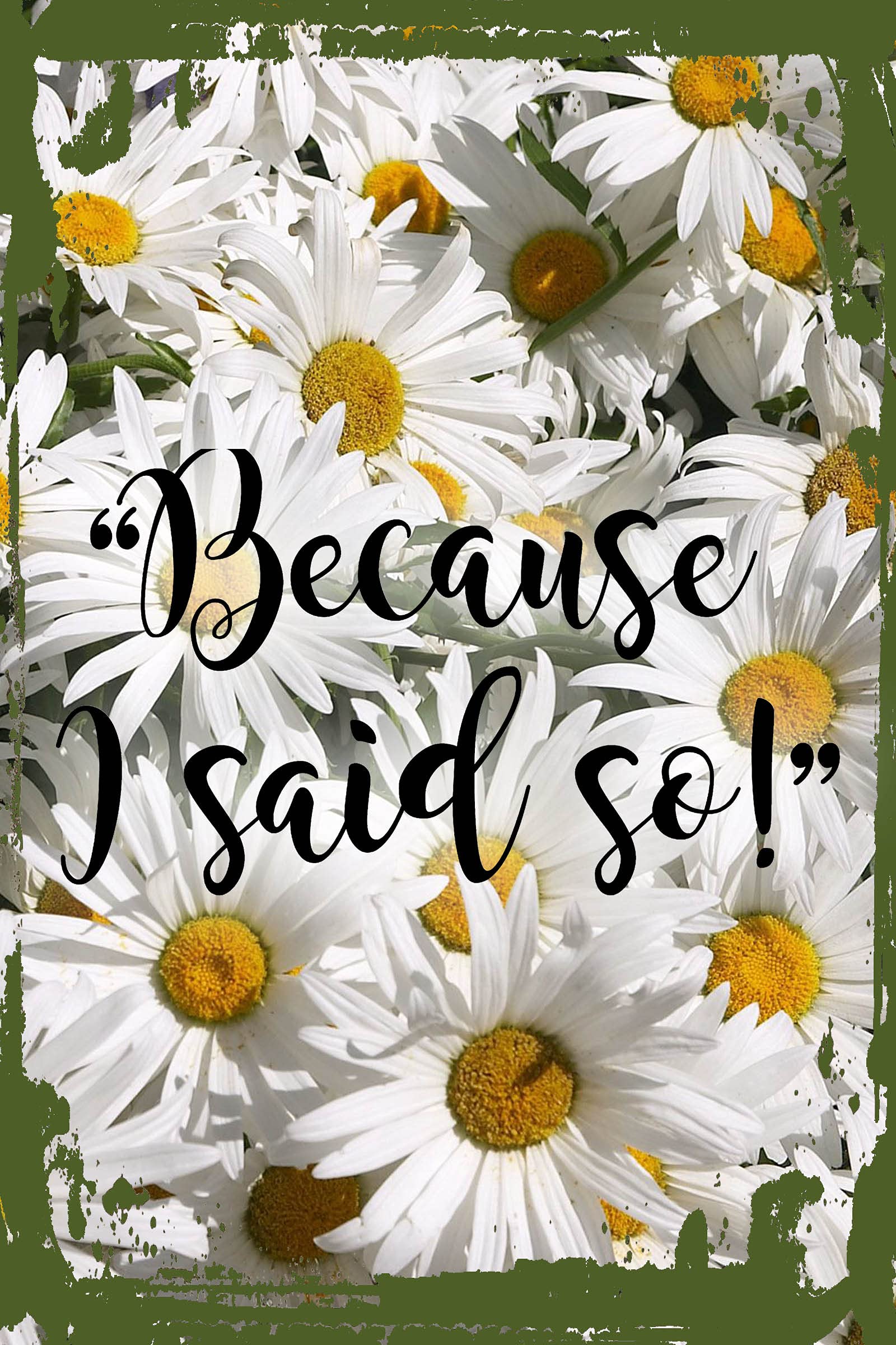 Funny Daisy Flower Wall Art - 'Because I Said So!' Parent Quote Sign for Kids, Mom & Dad - 8x12 Inch Hanging Home Decor - Perfect for Living Room, Nursery & Gift Giving - Ideal for Family Homes, Baby Showers & Parenting Humor Decor - Great for Playrooms, Mother's Day Gifts & Wall Decoration - Perfect for Home Office, Dorm Room & Housewarming Gifts