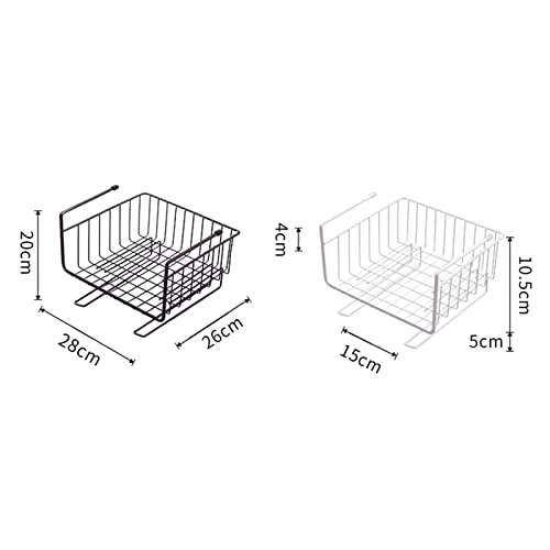 Stainless Steel Under Shelf Storage Basket - Hanging Kitchen Organizer Rack for Cupboard, Desk & Countertop - Space Saving Home Storage Solution (Black) | Perfect for Spices, Utensils & Small Appliances