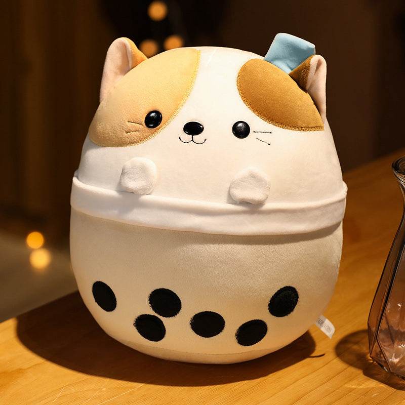 Cute Chonky Milk Tea Boba Animal Plush Toys - Soft Stuffed Animals for Kids, Kawaii Home Decor & Gift for Anime Lovers (Perfect for Bedroom Decor, Birthday Gifts & Cuddling)