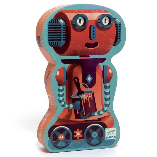 Djeco Bob The Robot Silhouette Puzzle - Wooden Educational Toy for Kids Ages 3-5 | Fun Learning Activity for Preschoolers & Toddlers | Perfect for Birthday Gifts & Classroom Playtime