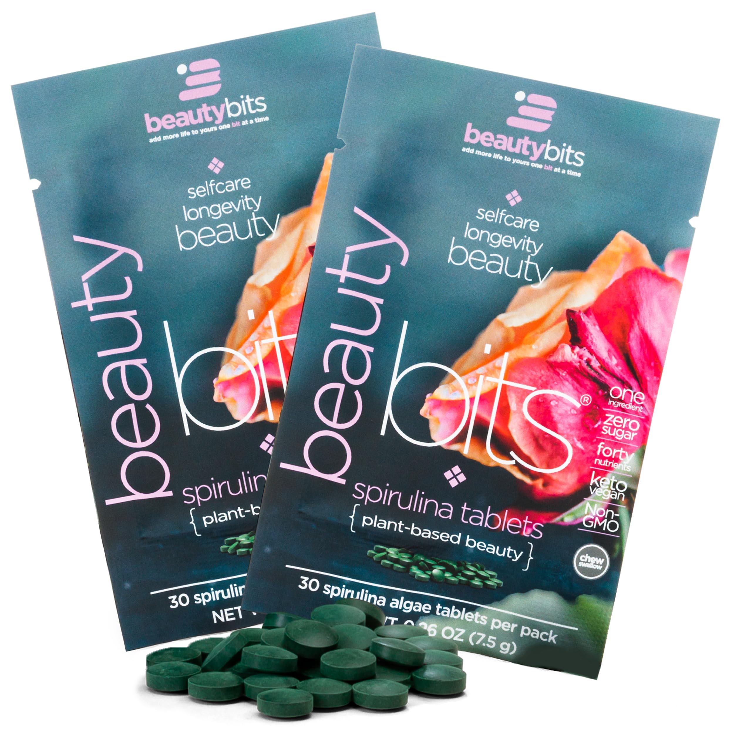 Organic Spirulina Tablets - Superfood Algae Supplement for Collagen, Protein & Chlorophyll - Vegan, Keto, Gluten Free - Supports Hair, Nails & Skin Health - Beauty & Self Care Gift Set (2 Bags, 60 Tablets) - Perfect for Daily Wellness Routine & Natural Skincare Regimen