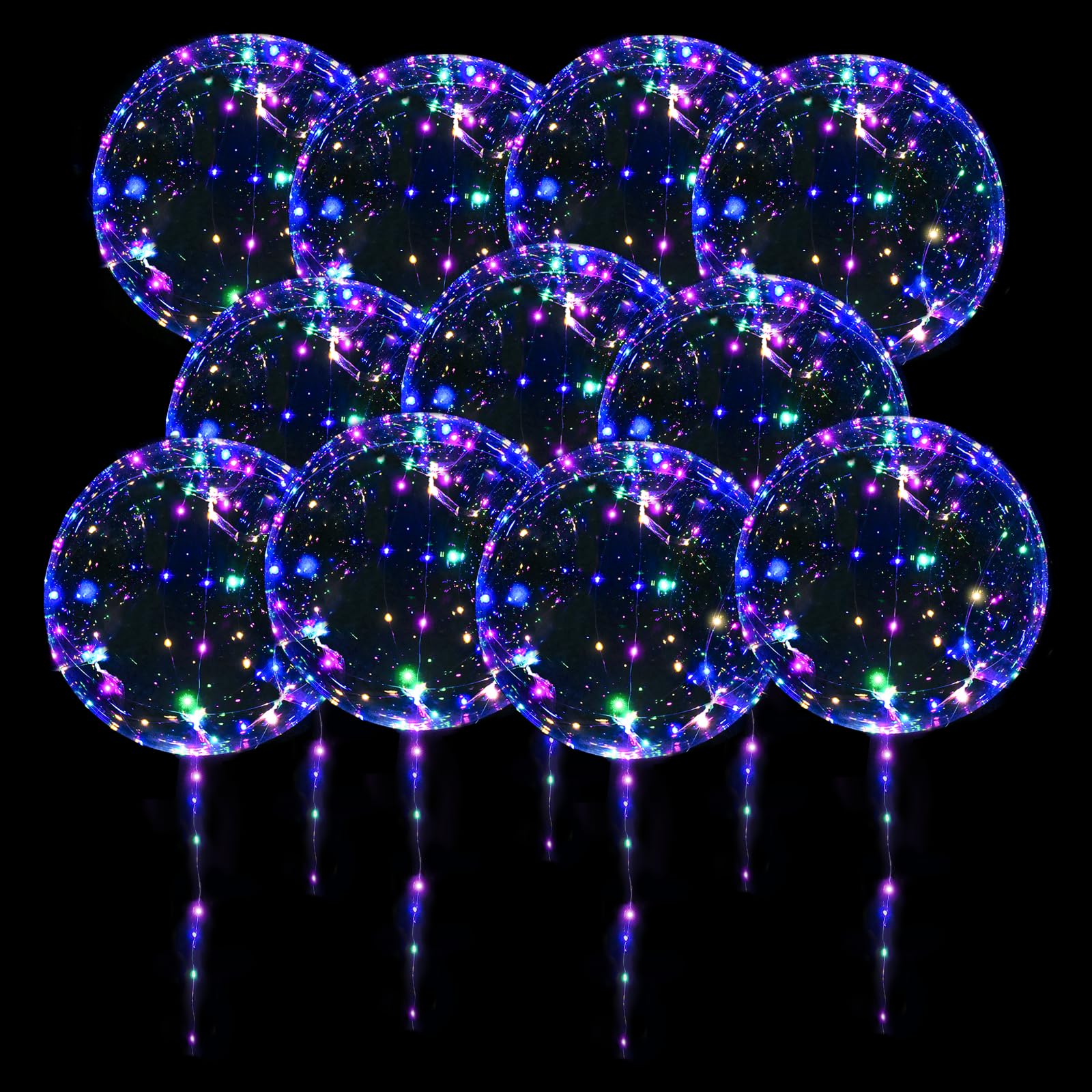 20 Pack LED Balloons with Colorful Lights - 24 Pcs 20 Inch Transparent Balloons & 20 LED Lights for Glow Party, Birthday, Wedding - Perfect for Night Events, Pool Parties, Baby Showers & Decorations