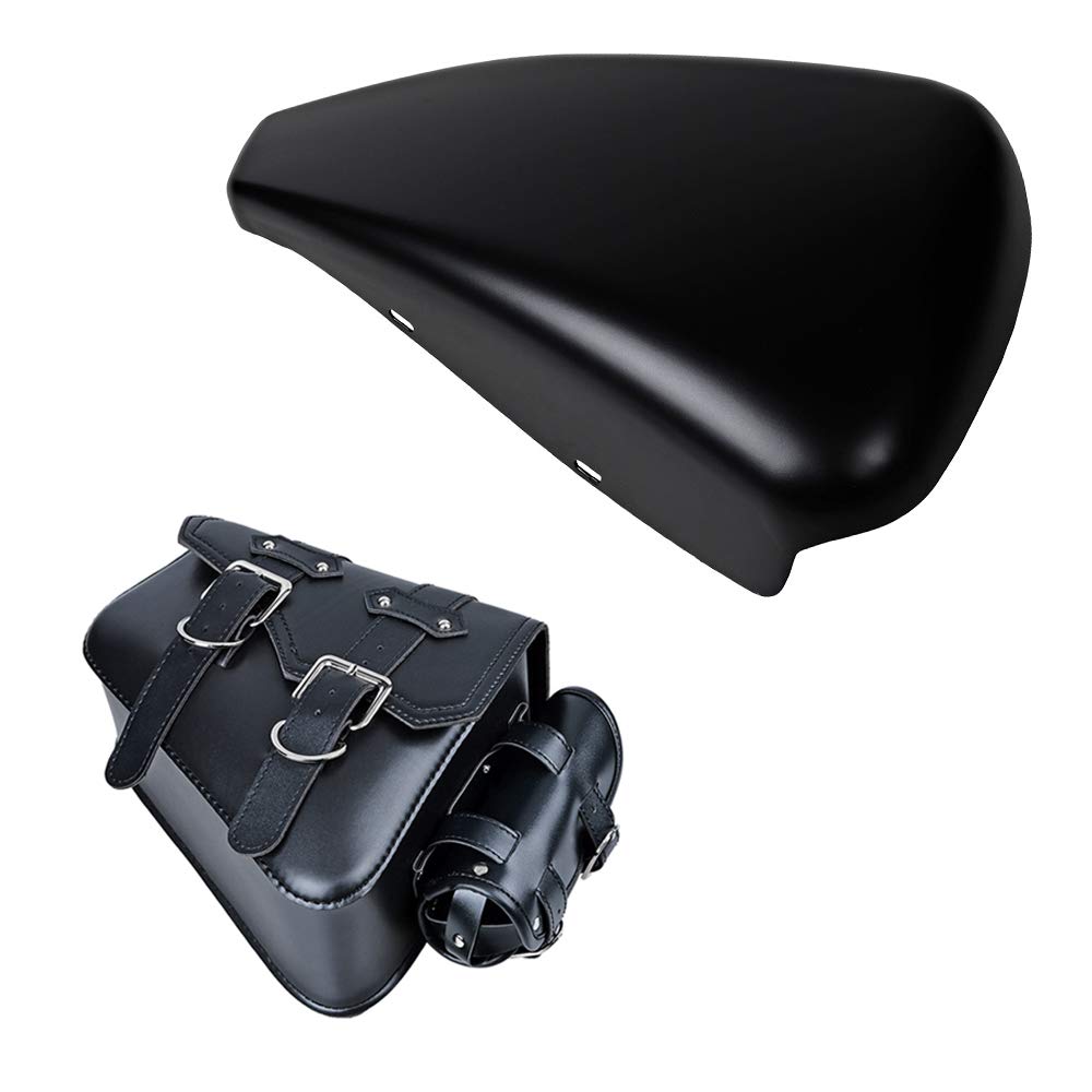 **Astra Depot Matte Black Left Side Battery Cover & Motorcycle Solo Saddle Bag Pannier Set - Compatible with 2014-2022 Harley Sportster XL 1200 & 883 - Perfect for Storage & Long Rides**