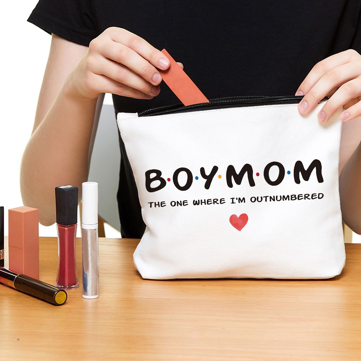 Funny Mom Makeup Bag - 'The One Where I'm Outnumbered' Cosmetic Pouch for Travel | Unique Mother's Day, Birthday & Baby Shower Gift Ideas | Perfect for Busy Moms, Travel Essentials & Daily Organization