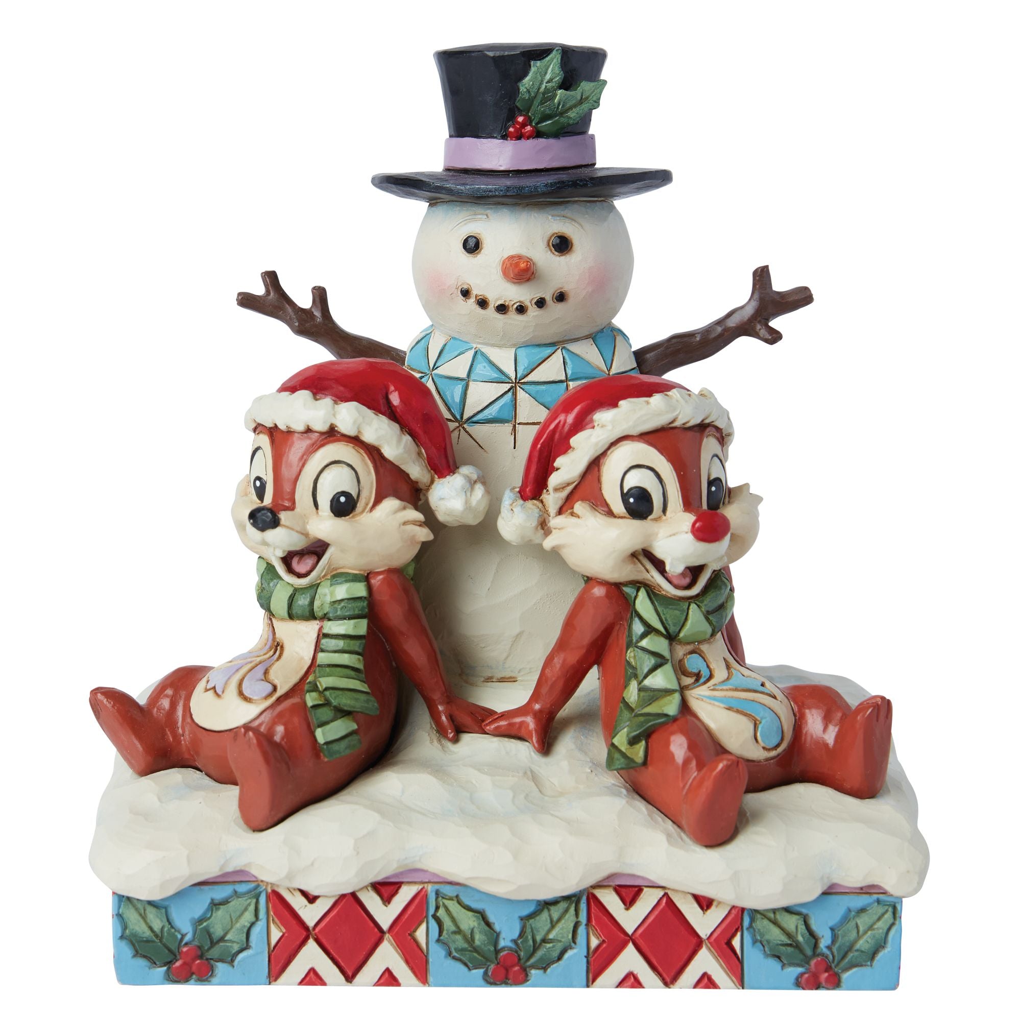 Chip and Dale with Snowman Plush Toy - Disney Christmas Gift for Kids, Collectors & Disney Fans - Perfect for Holidays, Decorations & Gifting