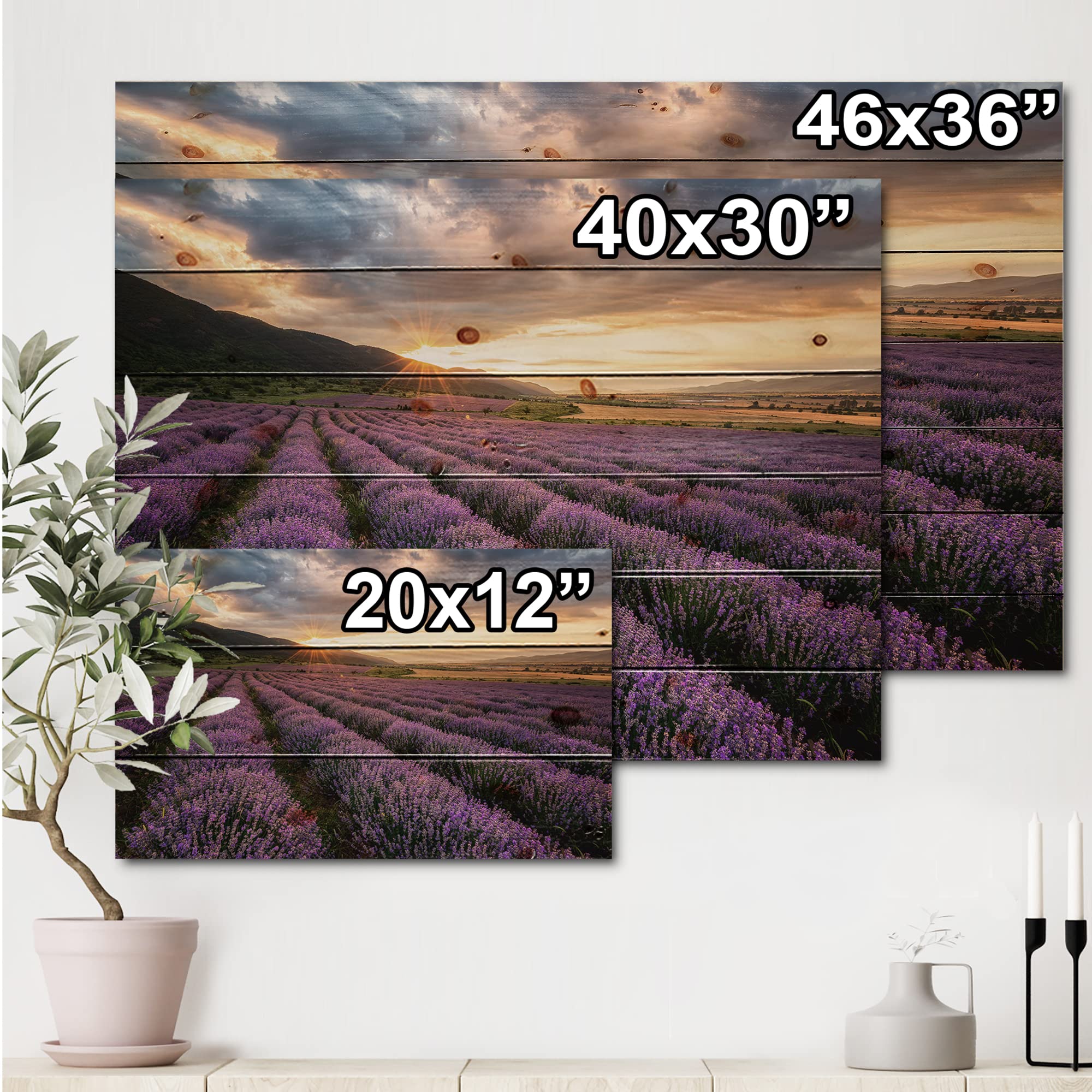 Lavender Field Wood Wall Art - Farmhouse Decor for Living Room & Bedroom