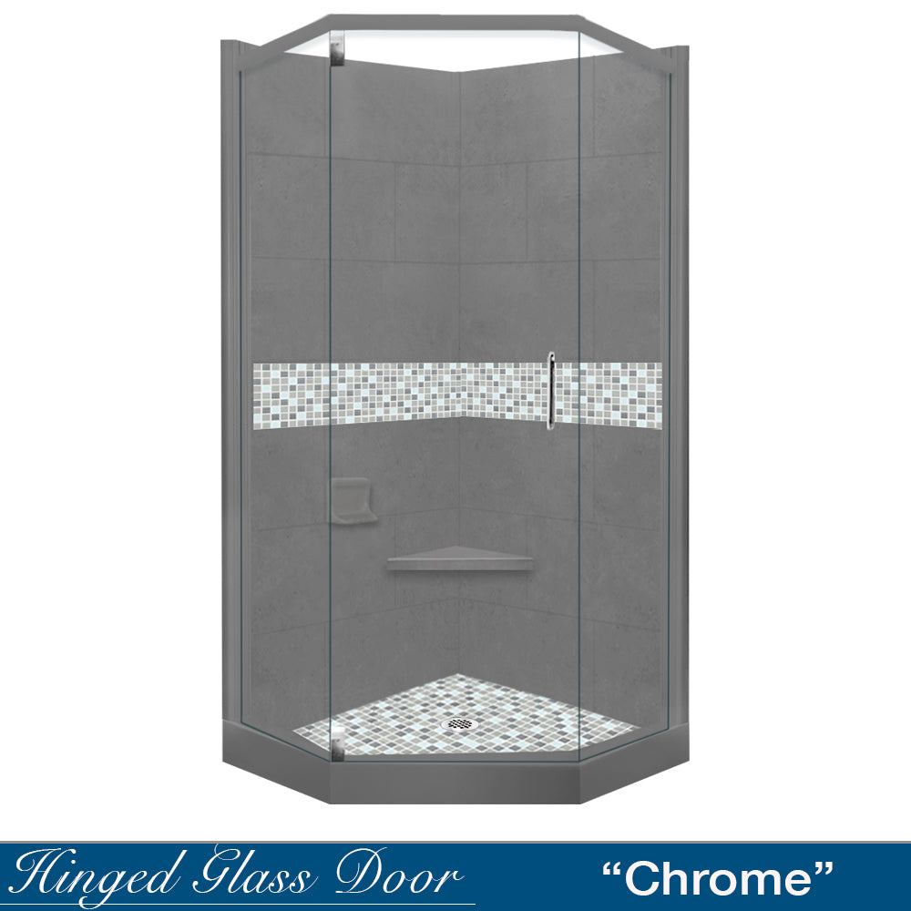 Neo Angle Wet Cement Sistine Stone & Del Mar Mosaic Accent Tile - DIY Shower Remodel Kit for Bathroom Renovation | Perfect for Modern Shower Walls, Backsplashes, and Wet Areas