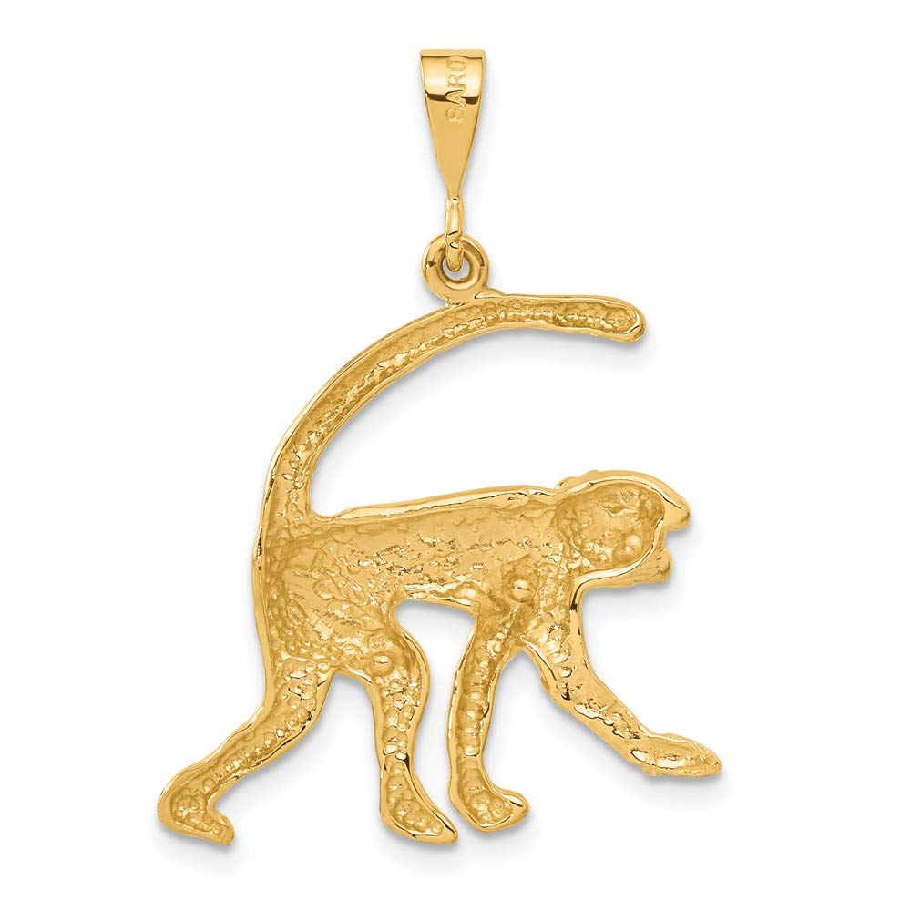 14k Yellow Gold Monkey Pendant - Black Bow Jewelry for Gifts & Parties