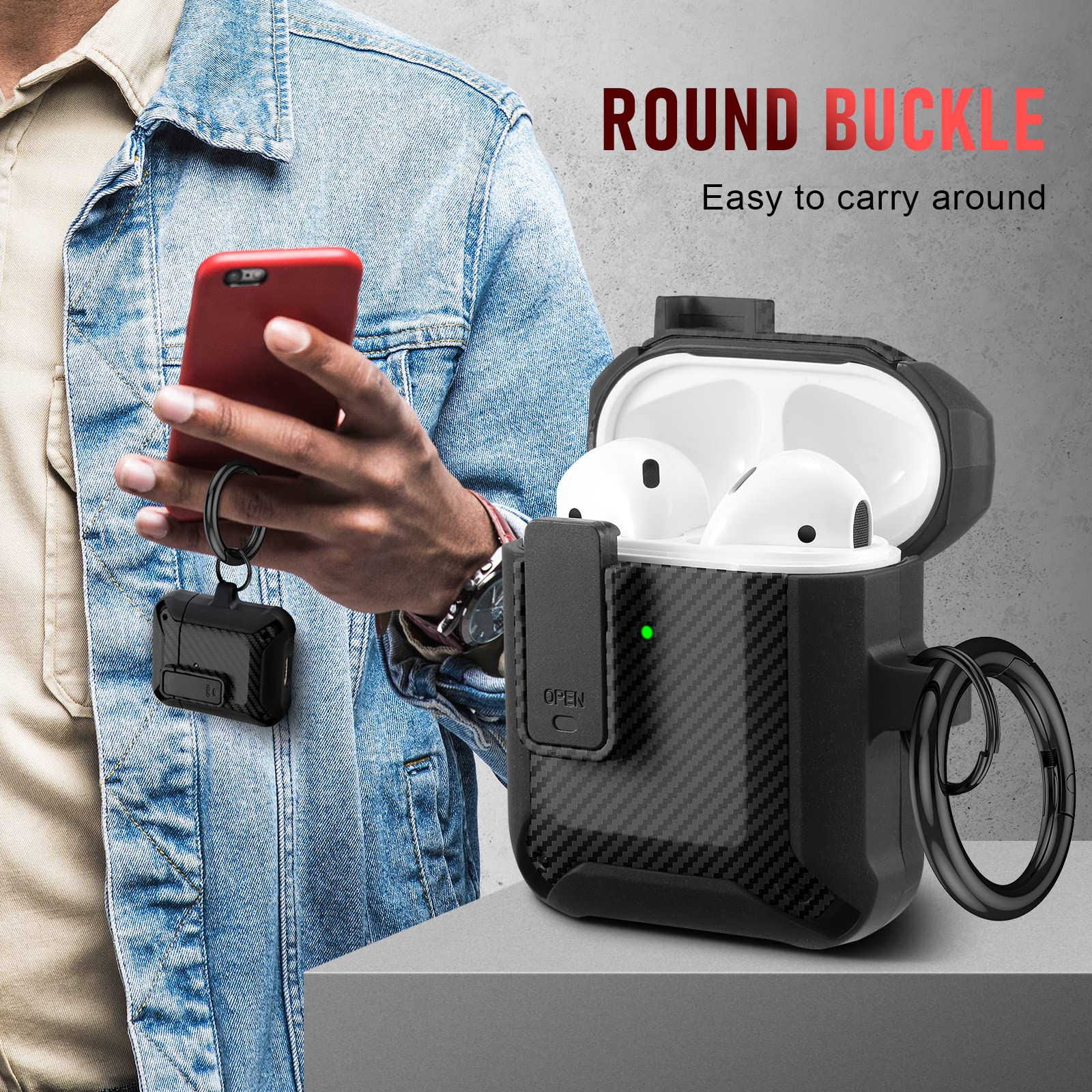 Maxjoy Armor Case for AirPods 1 & 2 - Military Protection for Men & Women | Gym & Travel