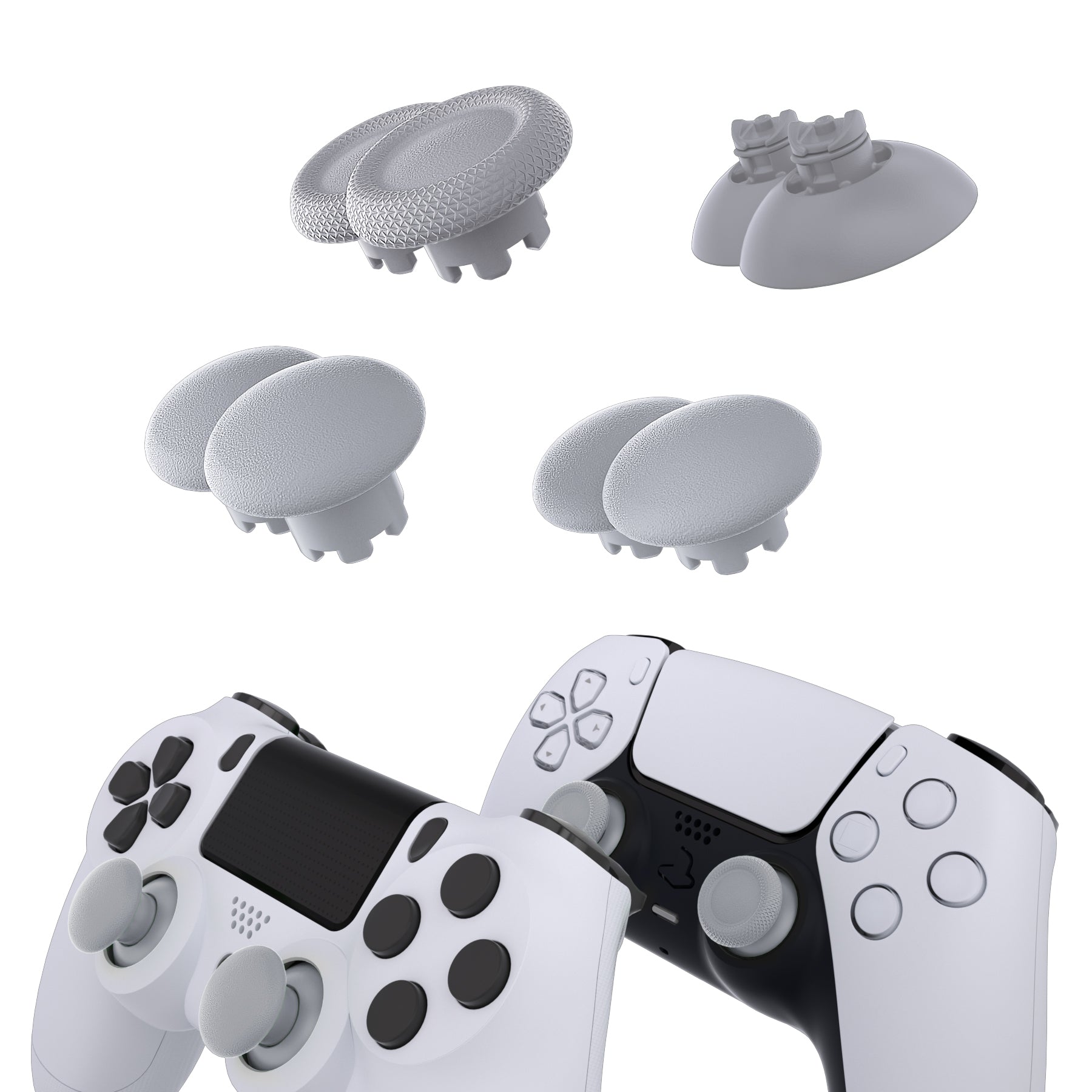 eXtremeRate EDGE Sticks - Swappable Thumbsticks for PS5 Controller | Custom New Hope Gray Replacement Analog Joysticks | Compatible with PS5 & PS4 Controllers (P5J204) | Perfect for Gaming, FPS & Competitive Play