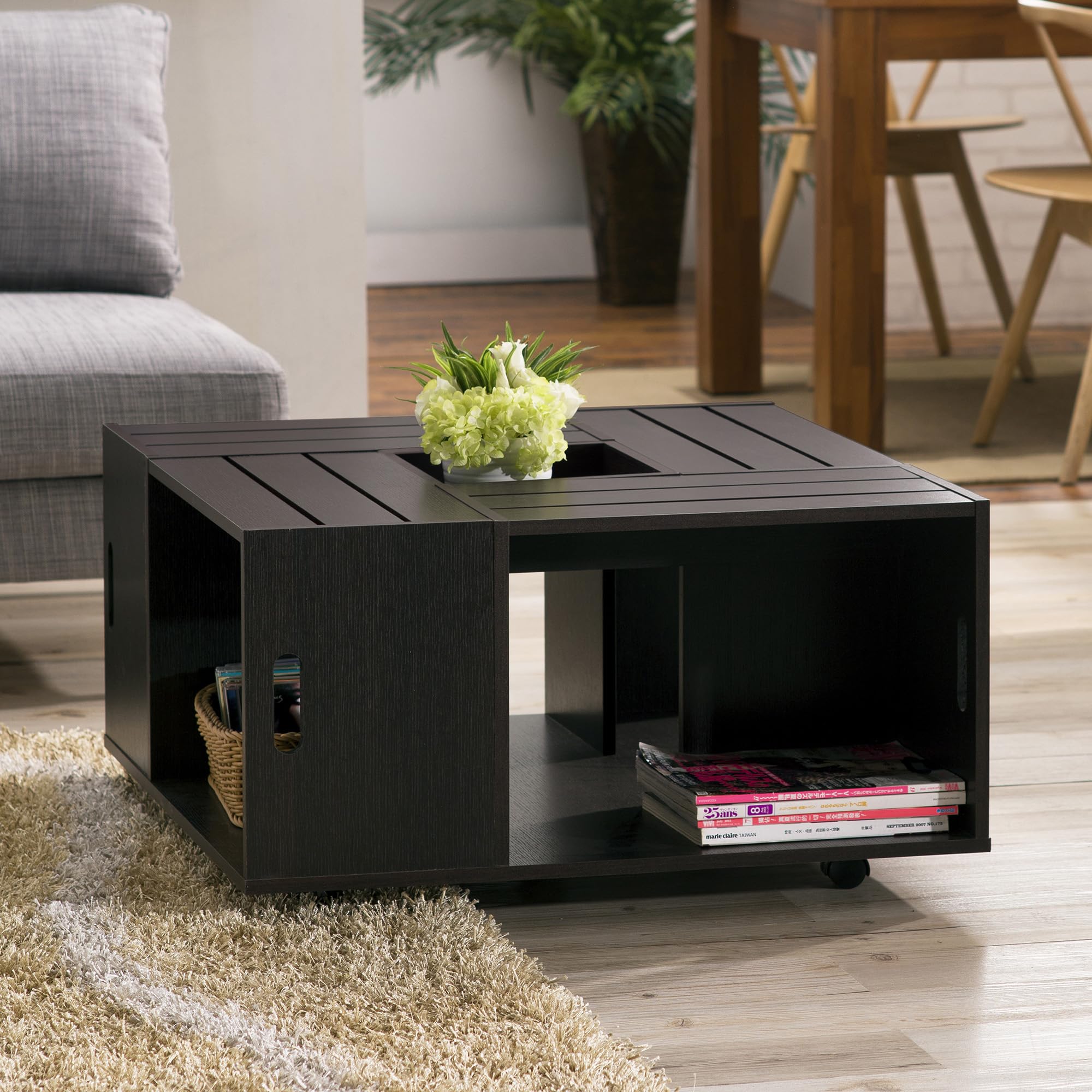 Premium Brunelle Coffee Table - Espresso Finish, Modern Living Room Furniture for Home & Office Use | Durable & Stylish Centerpiece for Relaxing, Entertaining, and Decorating Spaces