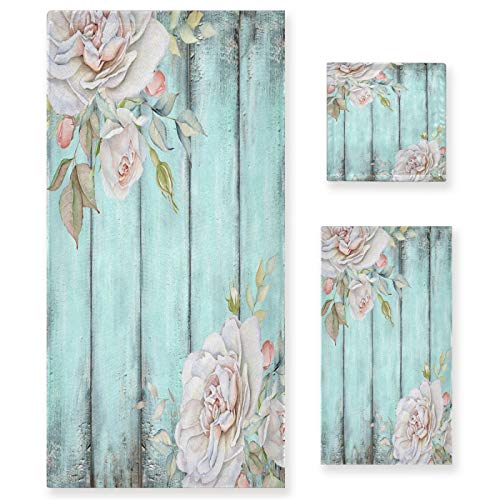 Pink Rose on Teal Wooden