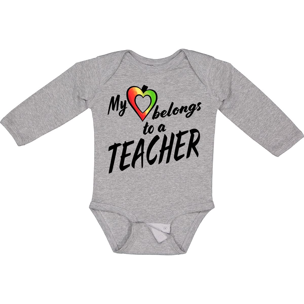 Inktastic My Heart Belongs To a Teacher Long Sleeve Baby Bodysuit - Cute Infant Outfit for Teacher Appreciation, School Events & Family Photos