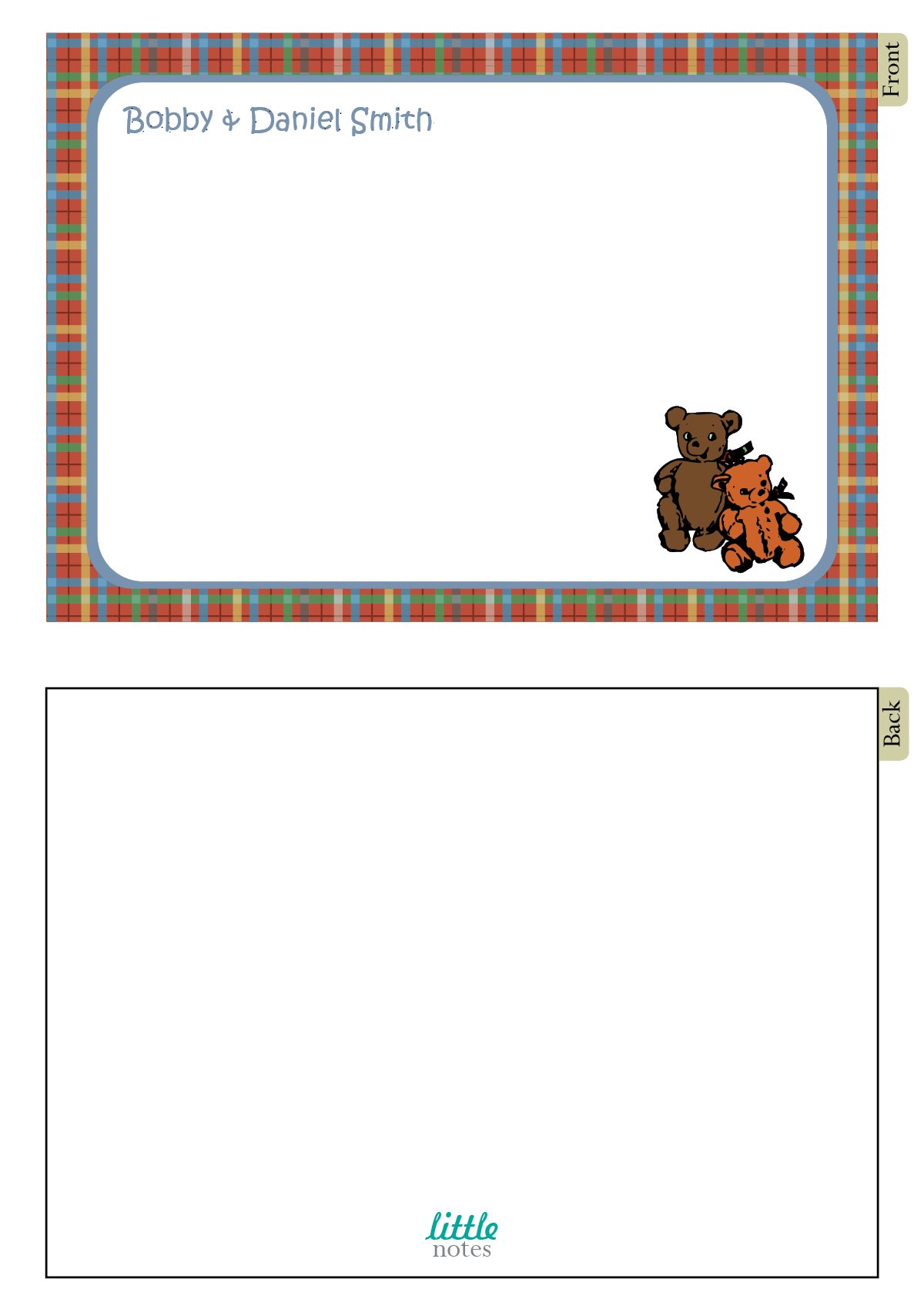 Personalized Teddy Bears Note Cards - 40 Blank Cards with Envelopes for Birthdays, Thank You Notes & Special Occasions