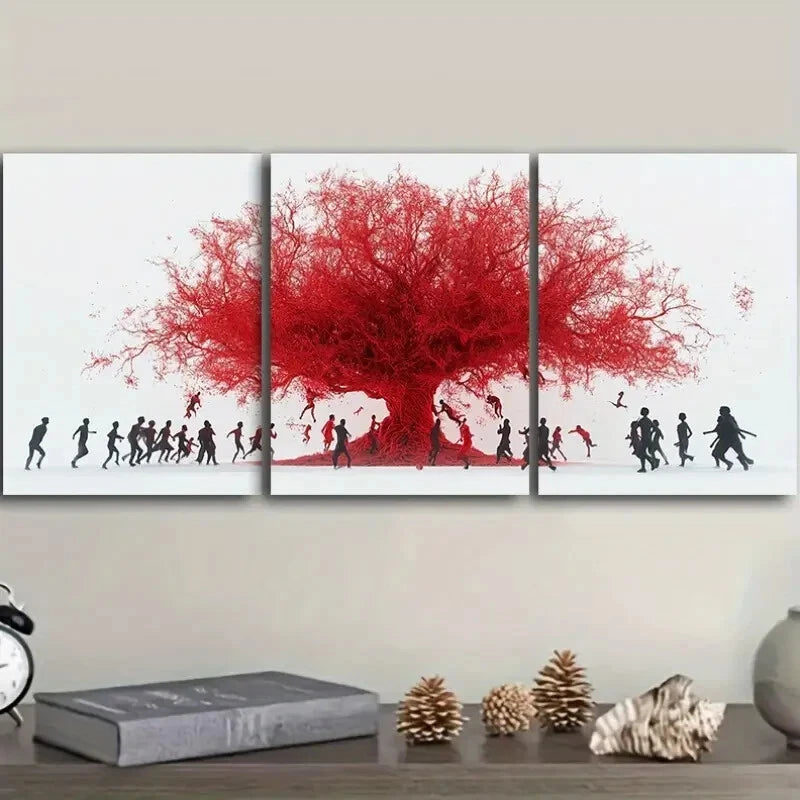 3pcs Mangroves and People Art Painting - Metal Print Wall Decor Ready to Hang - Perfect for Living Room, Bedroom & Office