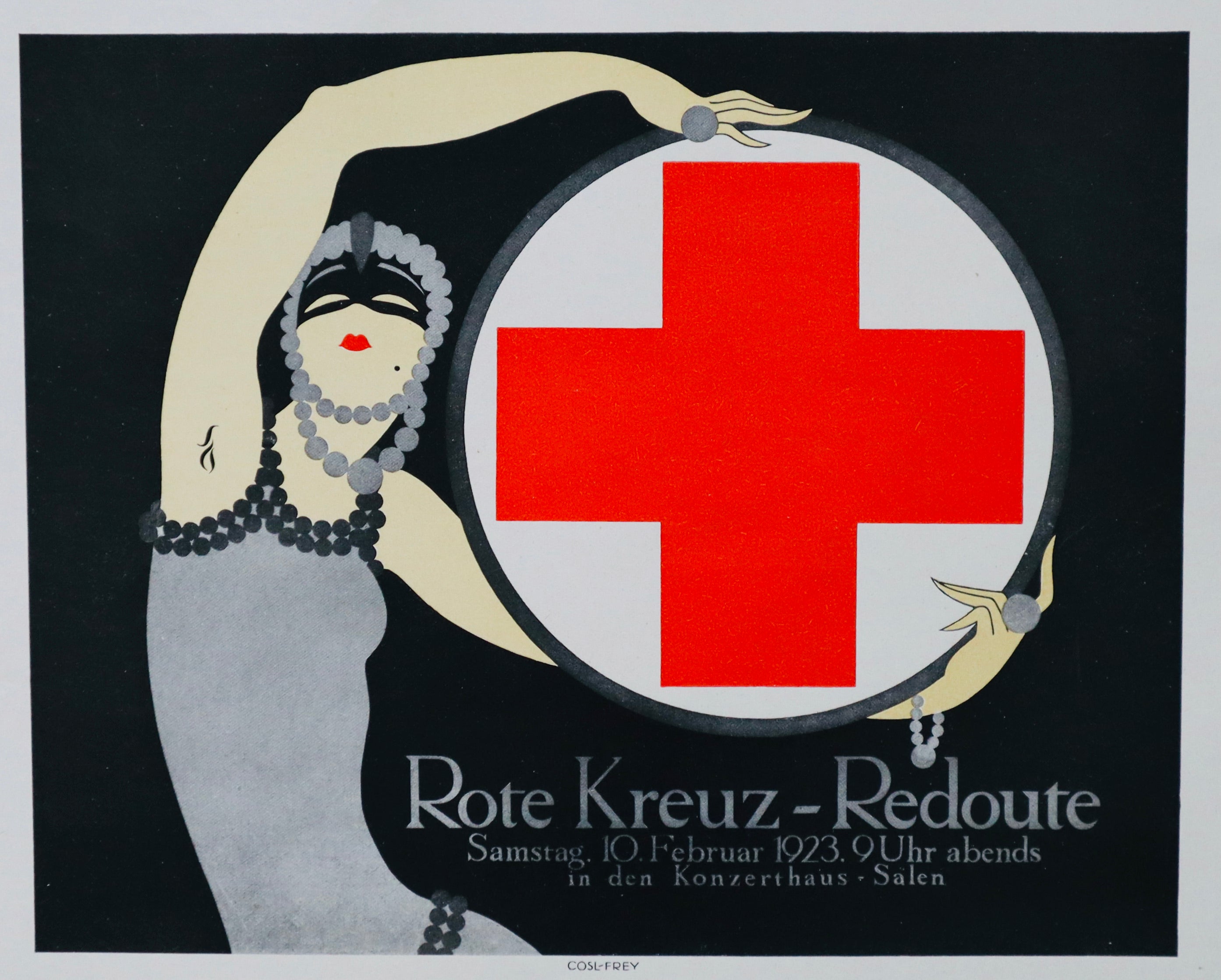 1923 Austrian Art Deco Poster - Rote Kreuz Redoute (Red Cross Ball) - Vintage Wall Decor for Home, Office & Art Collection