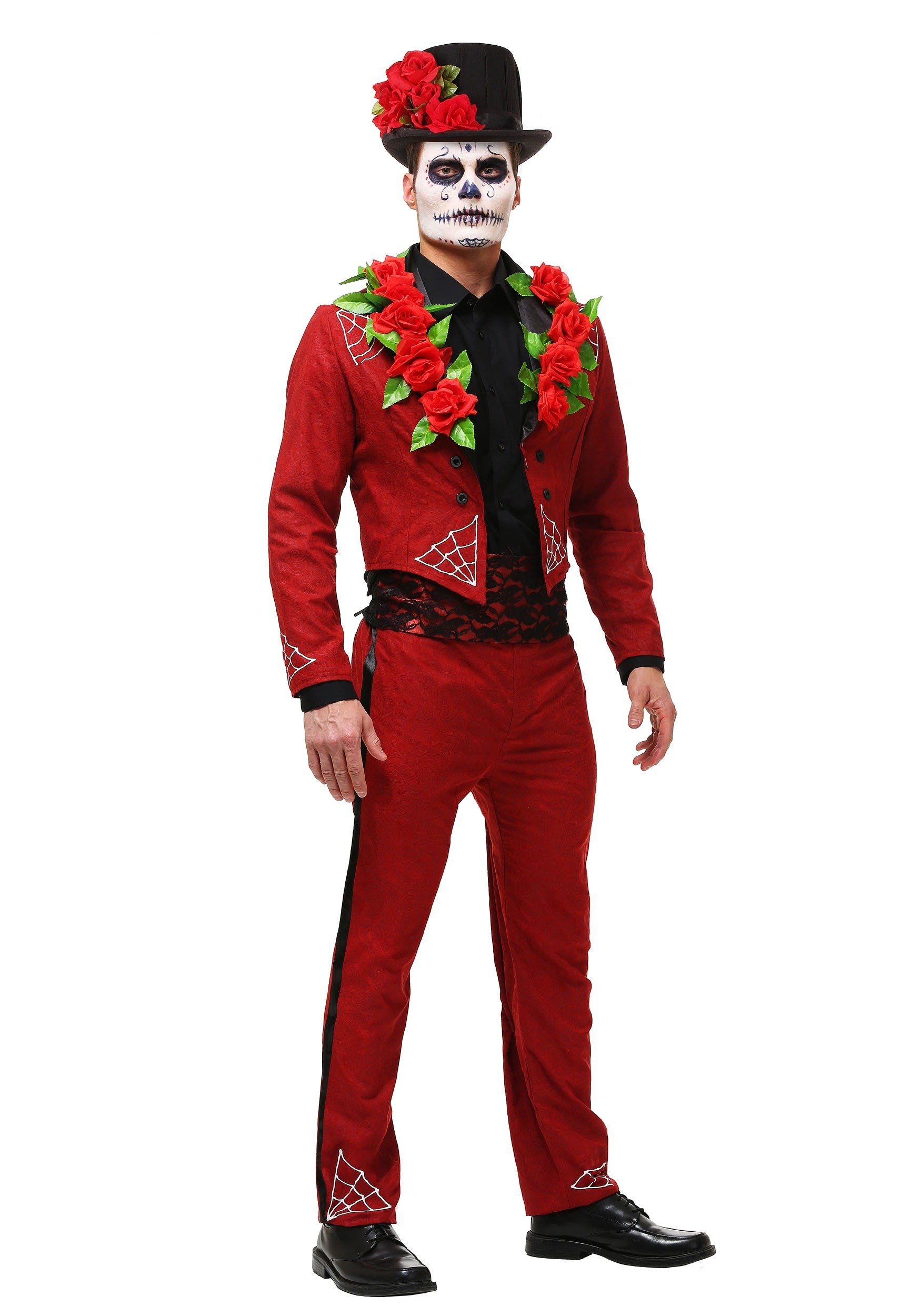 Plus Size Day of The Dead Costume for Women - Faux Suede Sugar Skull Jumpsuit - Halloween, Cosplay & Dia de Los Muertos Celebration Outfit