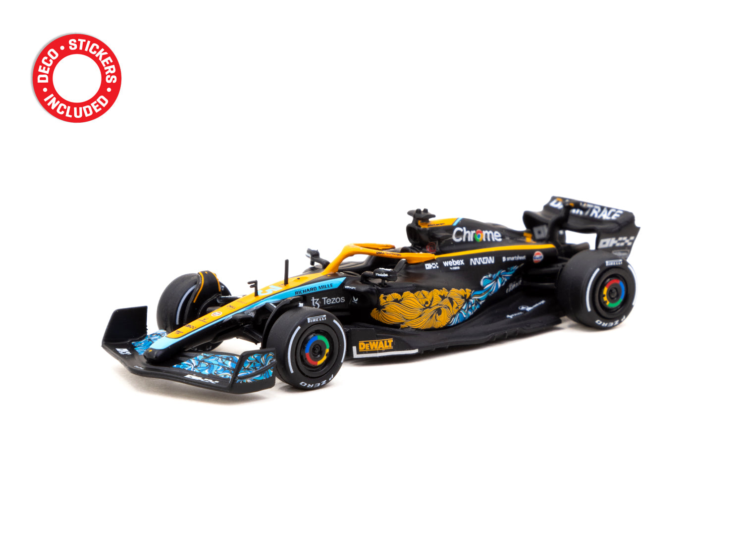 Tarmac Works X iXO Models 1/64 McLaren MCL36 Abu Dhabi Grand Prix 2022 Daniel Ricciardo #3 Diecast Car - Collectible Racing Model for Display & Racing Enthusiasts - Perfect for Home, Office Decor & Car Racing Fans