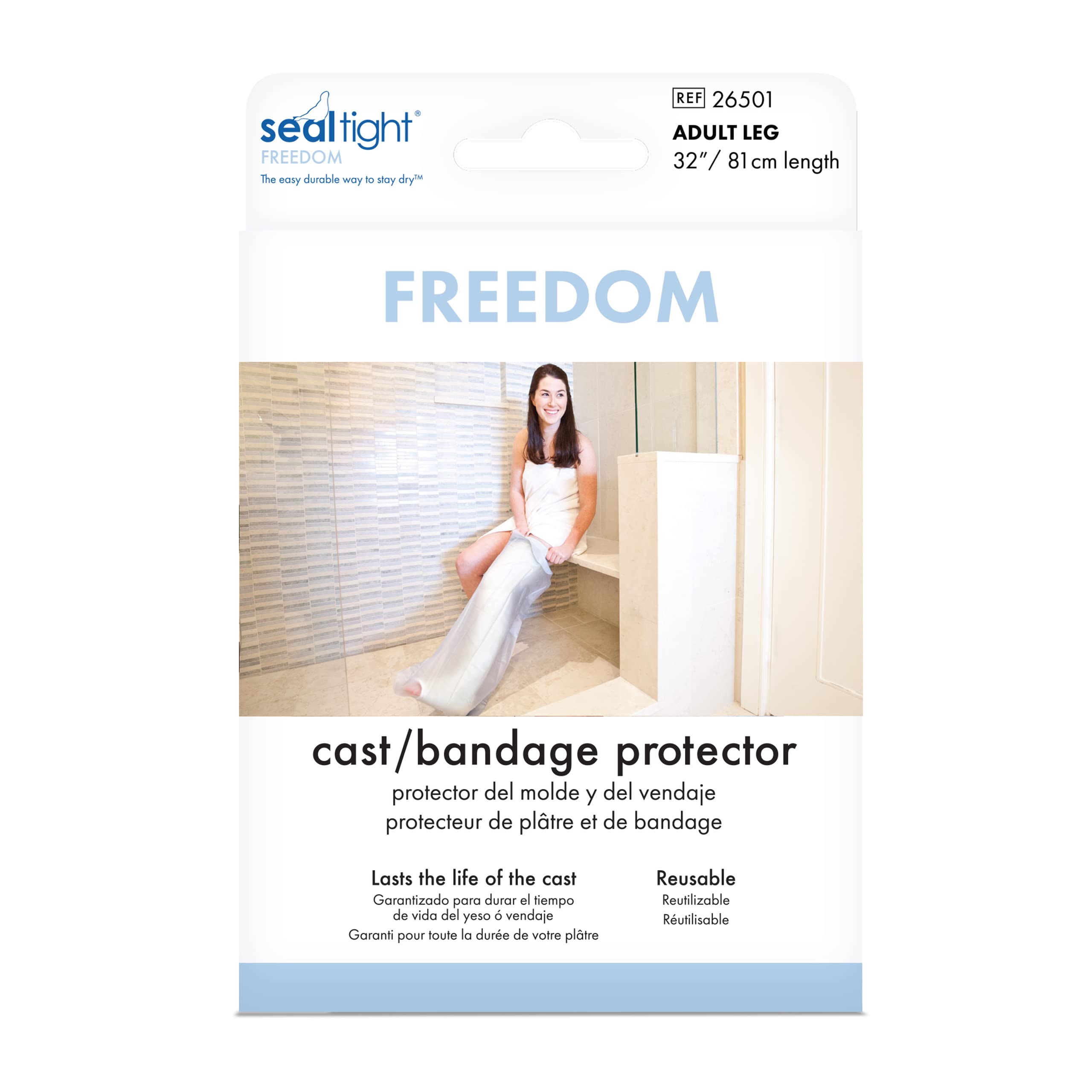 Brownmed - Waterproof Seal-Tight Freedom Cast & Bandage Protector for Legs - Shower & Swimming Cast Cover - Adult Leg Cast Protector Bag - Ideal for Post-Surgery, Injury Recovery & Water Activities