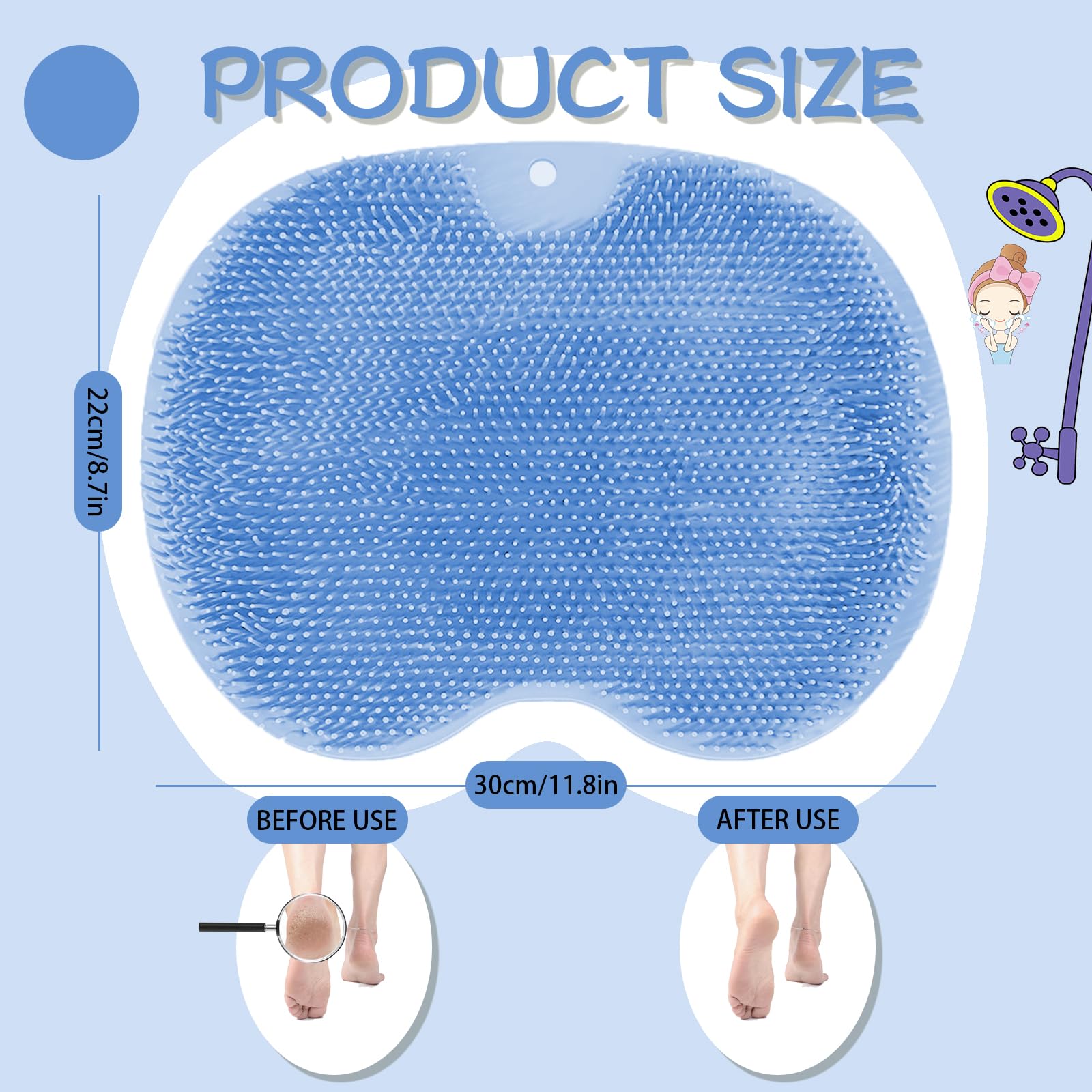 **Wall Mounted Foot Scrubber & Massage Pad - Non-Slip Suction Cups for Improved Circulation & Pain Relief - Perfect for Bathroom, Spa, and Relaxation (Blue)**