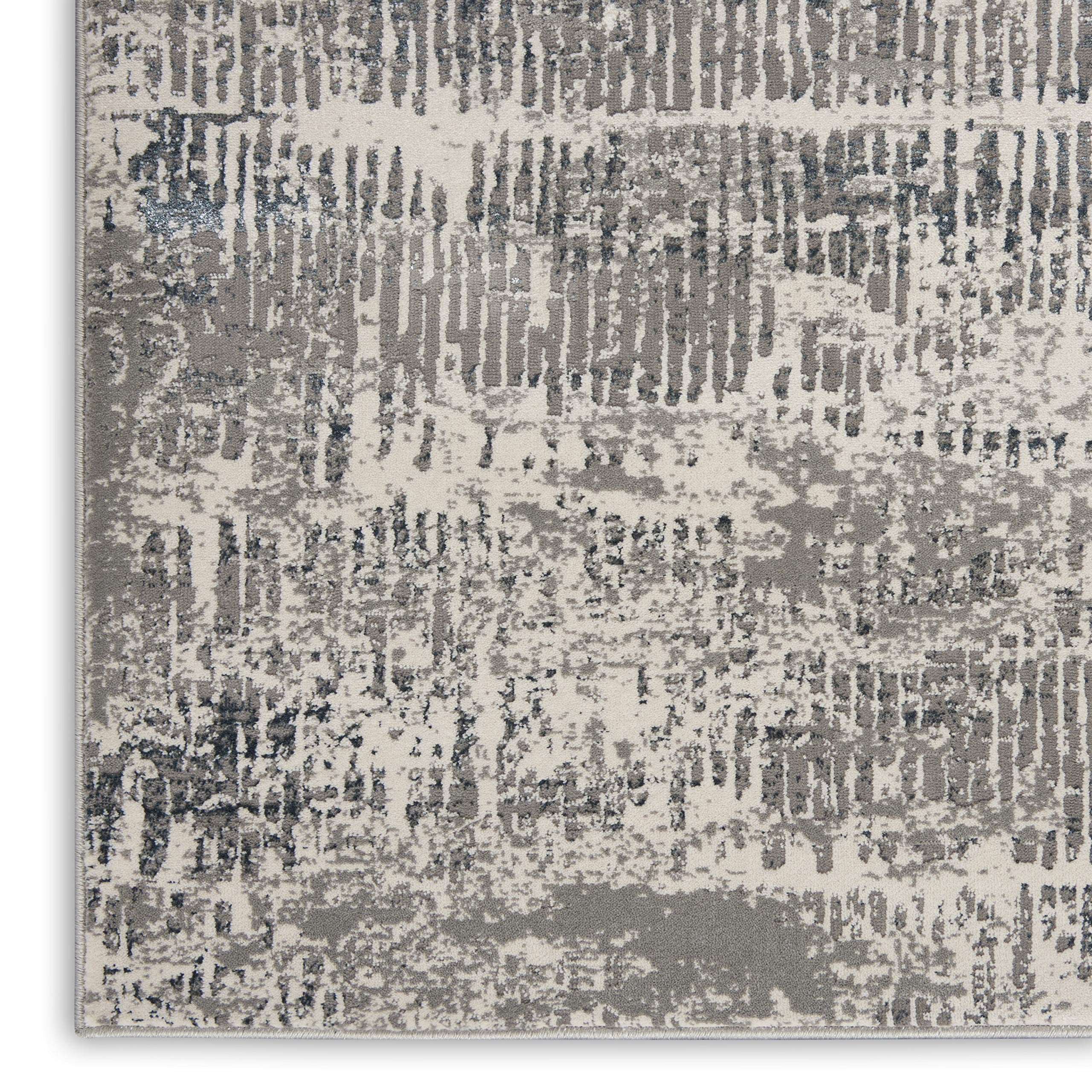 Michael Amini MA90 Uptown Abstract Ivory/Grey 8' Runner Area Rug, 2'2