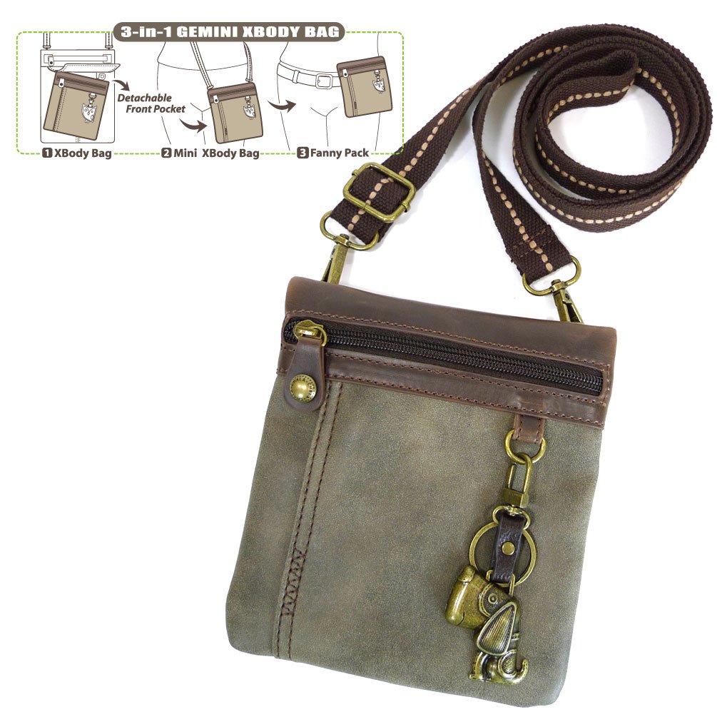 Chala GEMINI Crossbody Canvas Messenger Bag for Women & Men - Stylish & Durable Grey Shoulder Bag - Perfect for Travel, Work & Daily Use - Great Gift Idea for Dog Lovers
